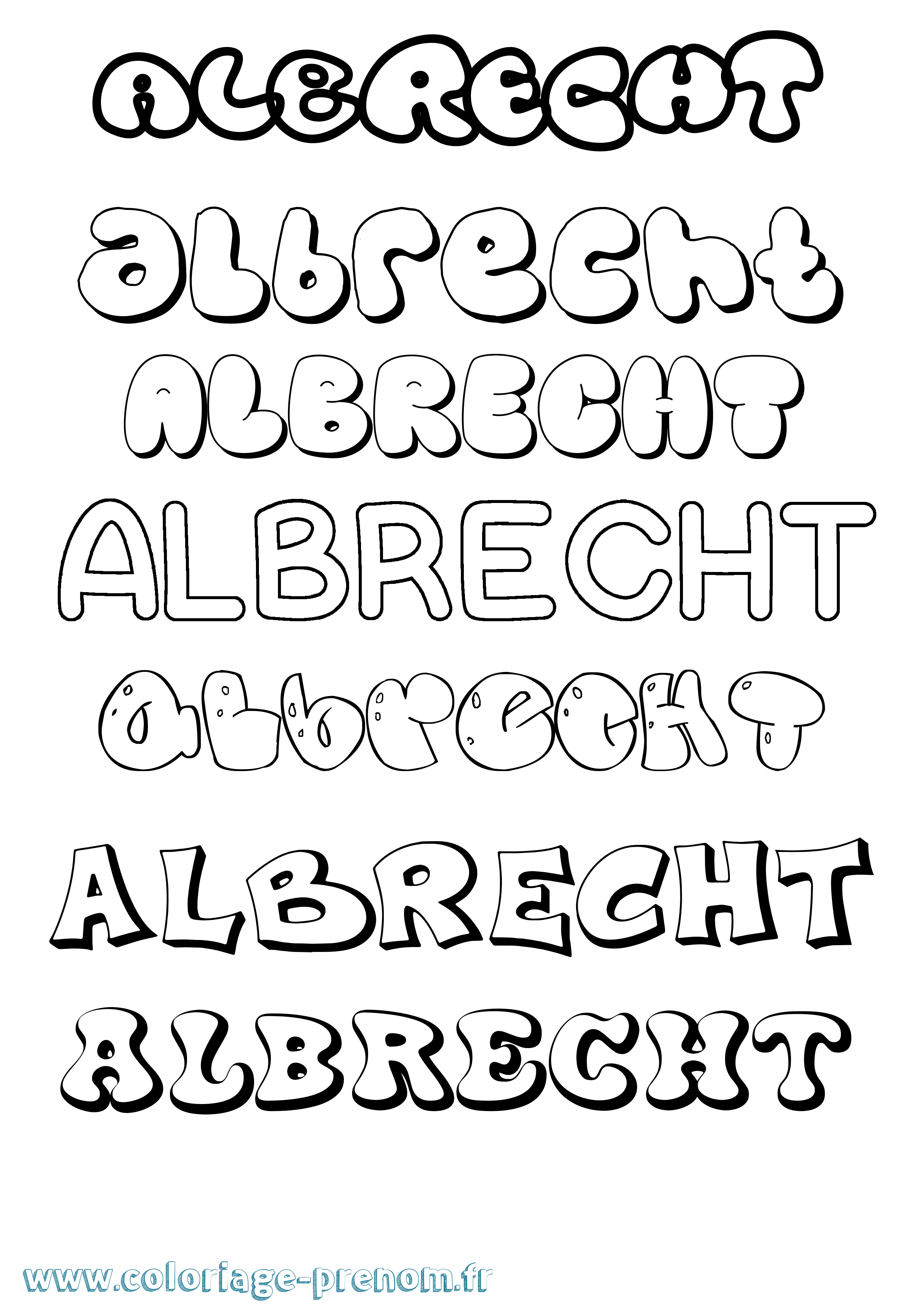 Coloriage prénom Albrecht Bubble