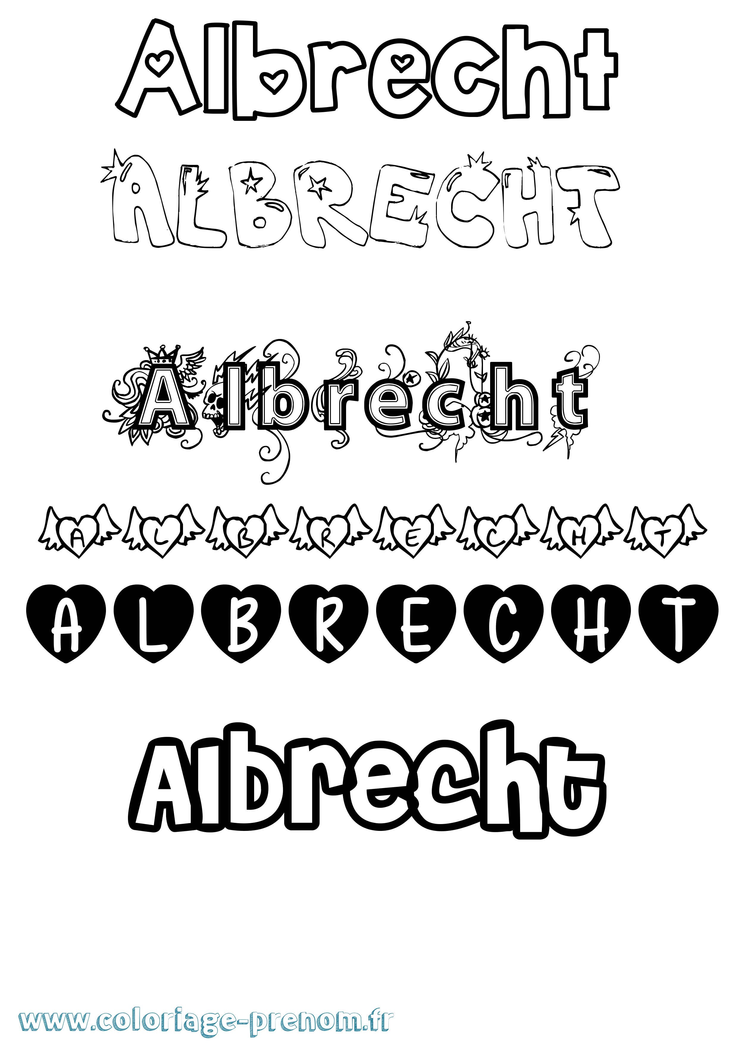 Coloriage prénom Albrecht Girly