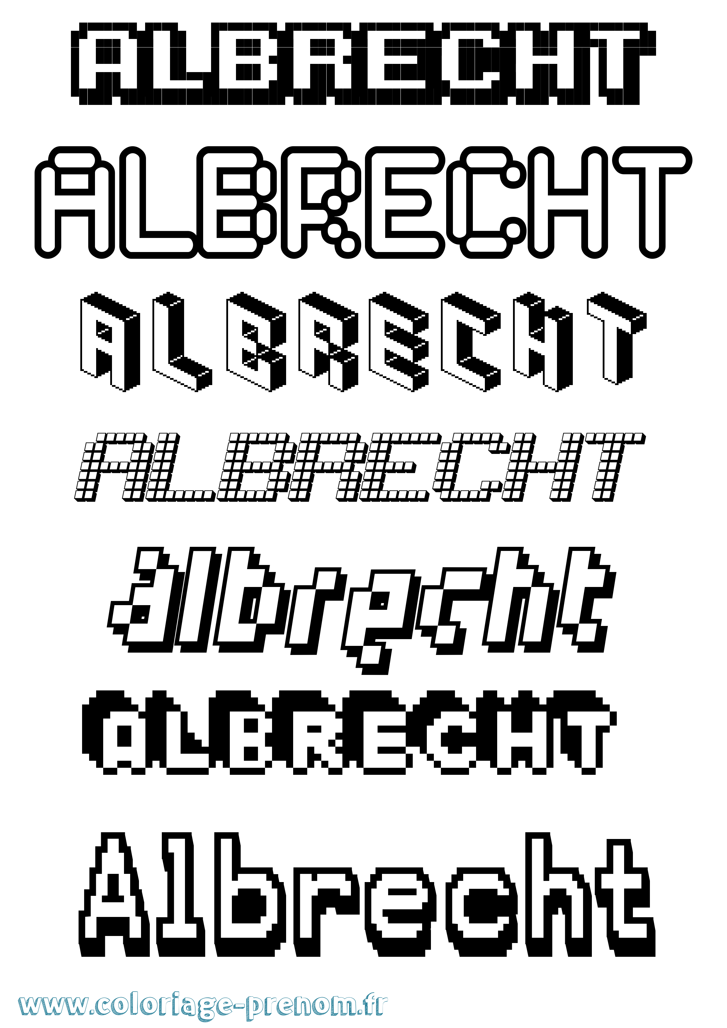 Coloriage prénom Albrecht Pixel