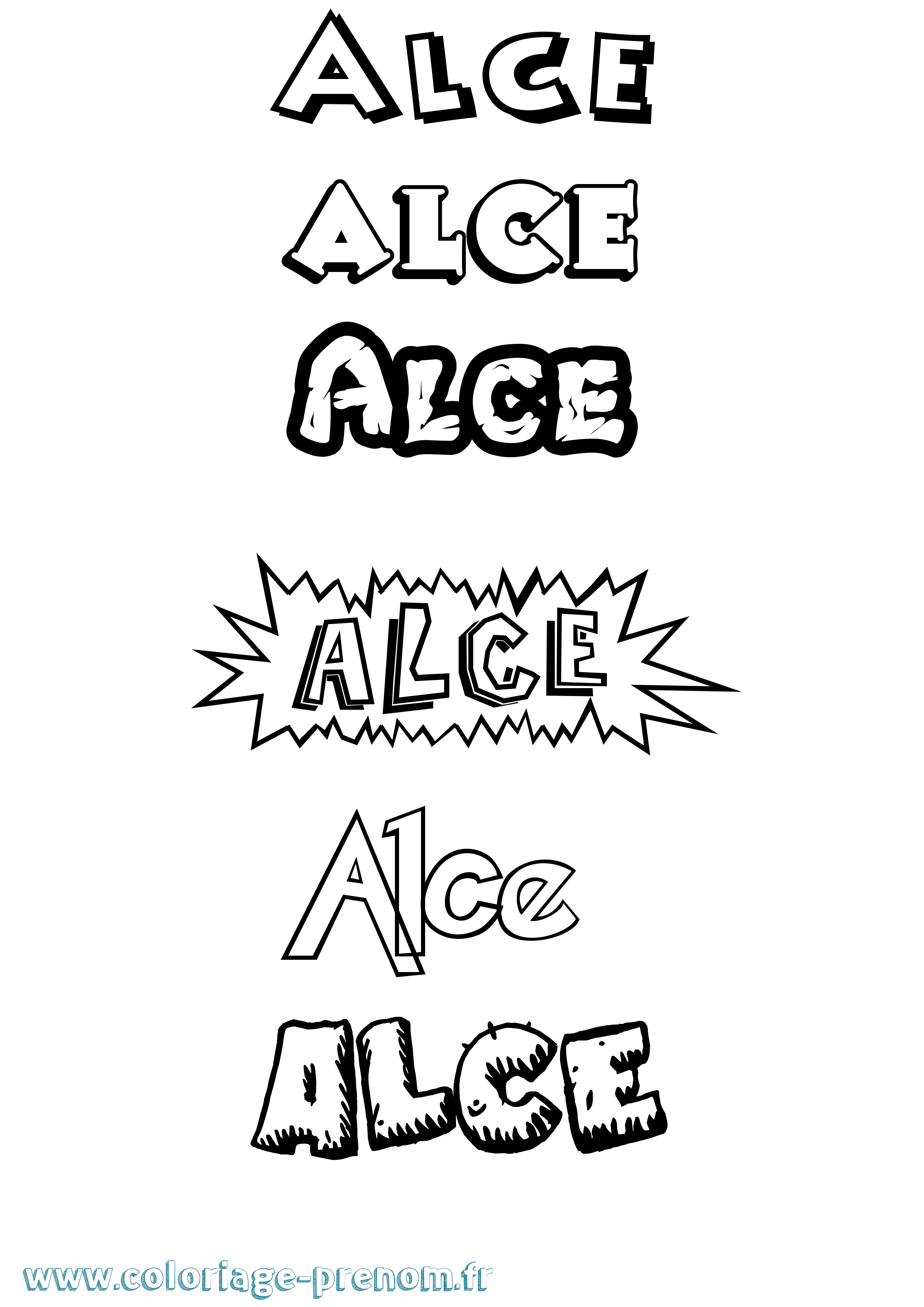 Coloriage Alce Dessin Animé Coloriage prénom Alce Dessin Animé