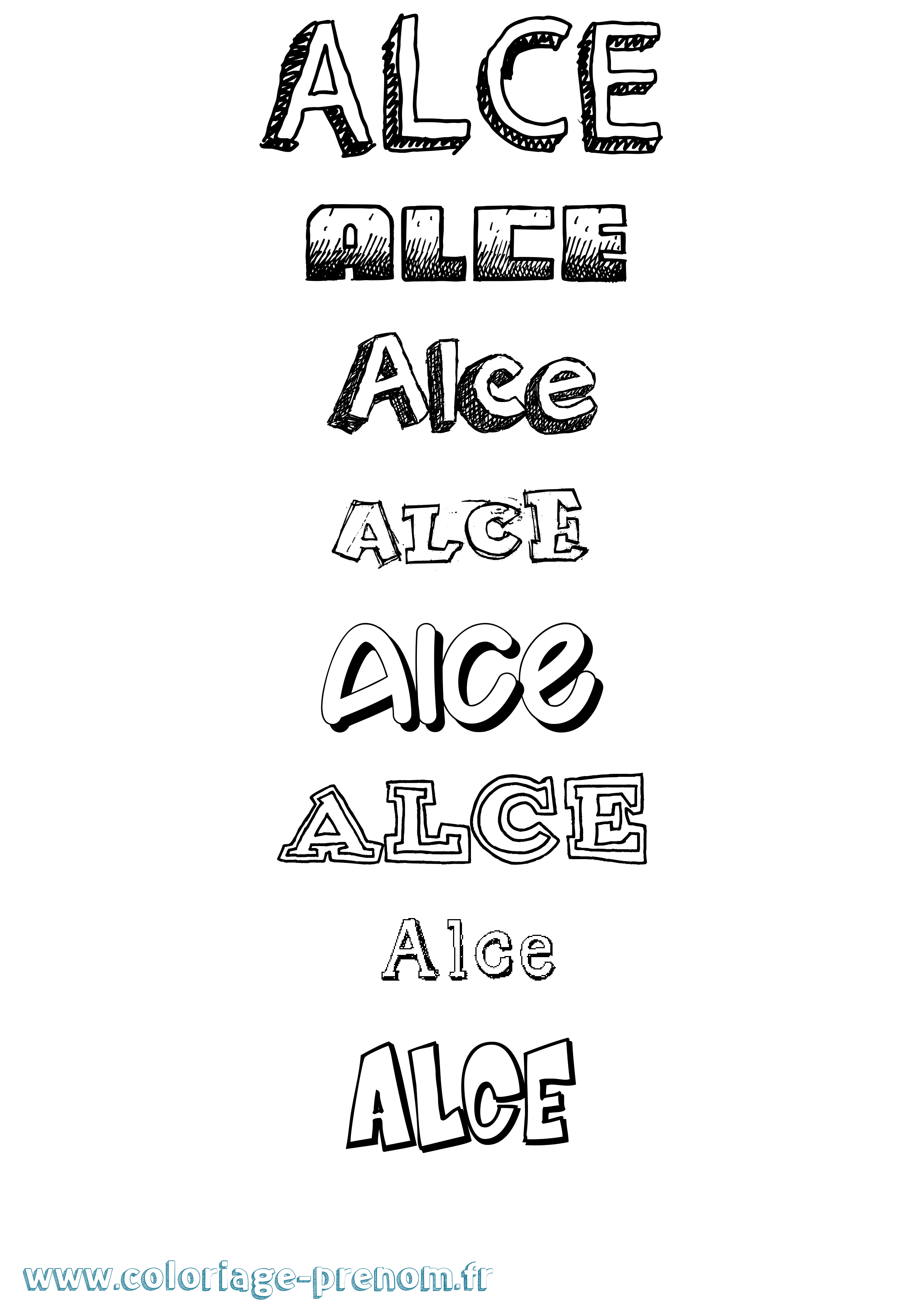 Coloriage Alce Dessiné Coloriage prénom Alce Dessiné