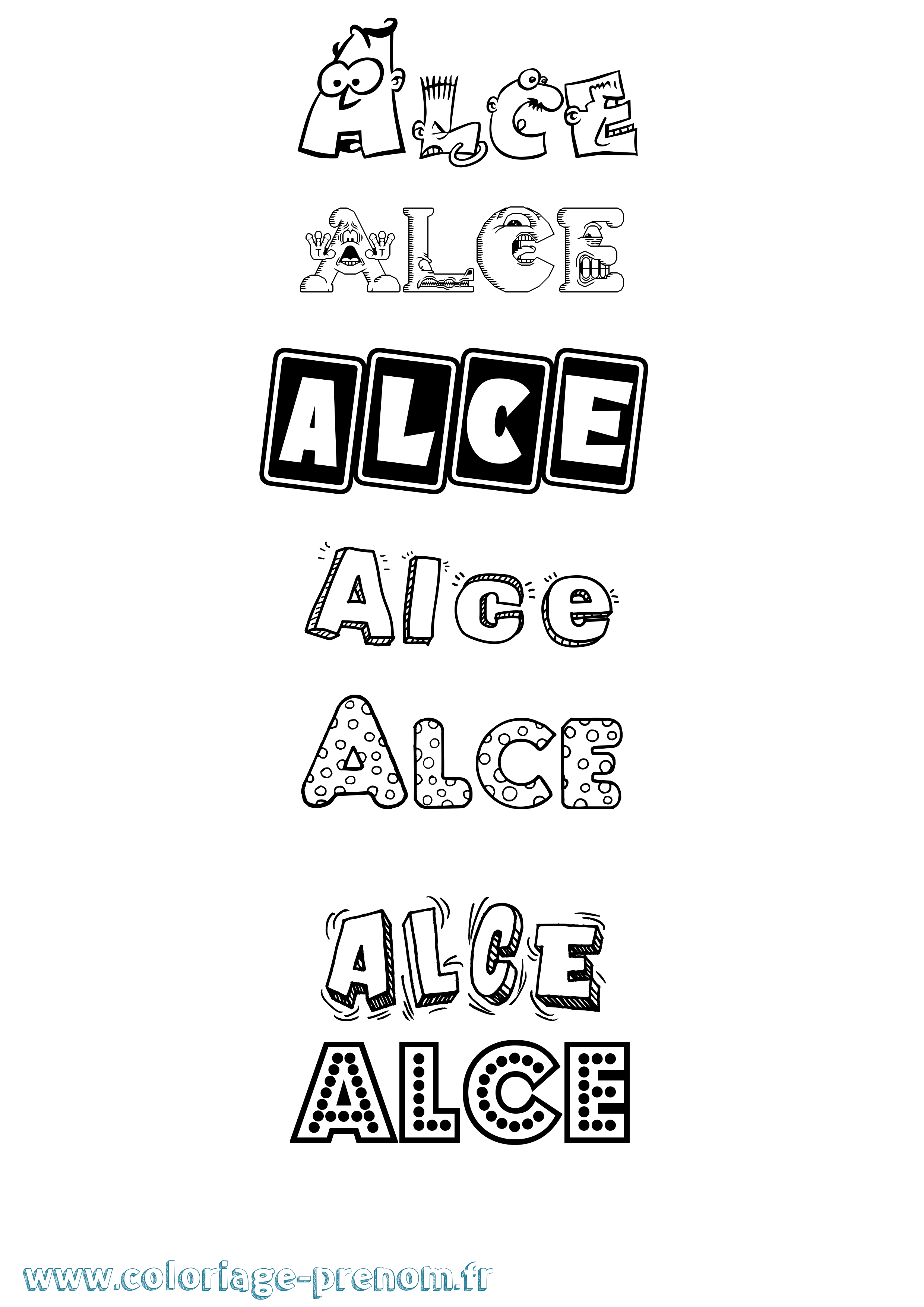 Coloriage Alce Fun Coloriage prénom Alce Fun