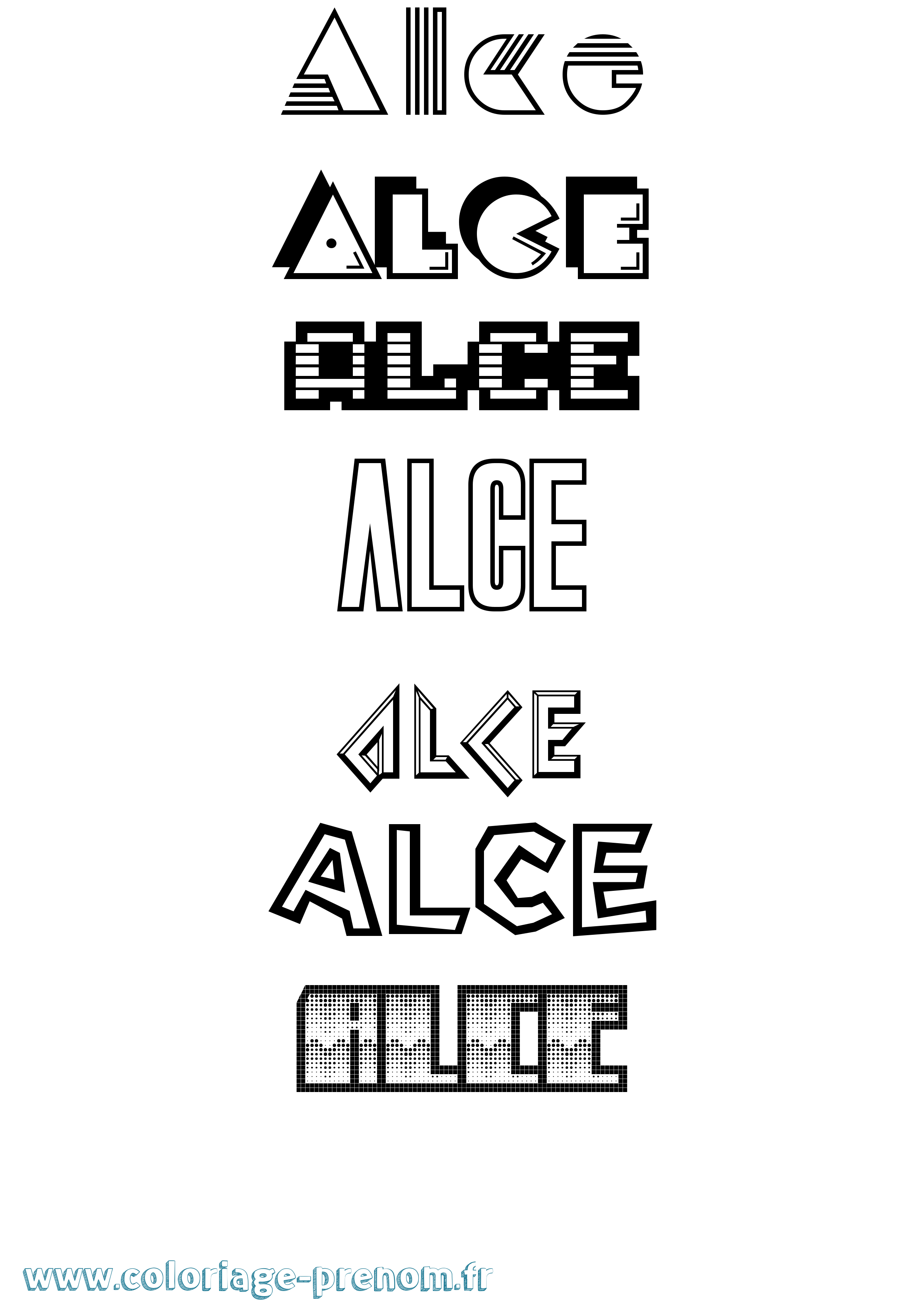Coloriage prénom Alce Jeux Vidéos
