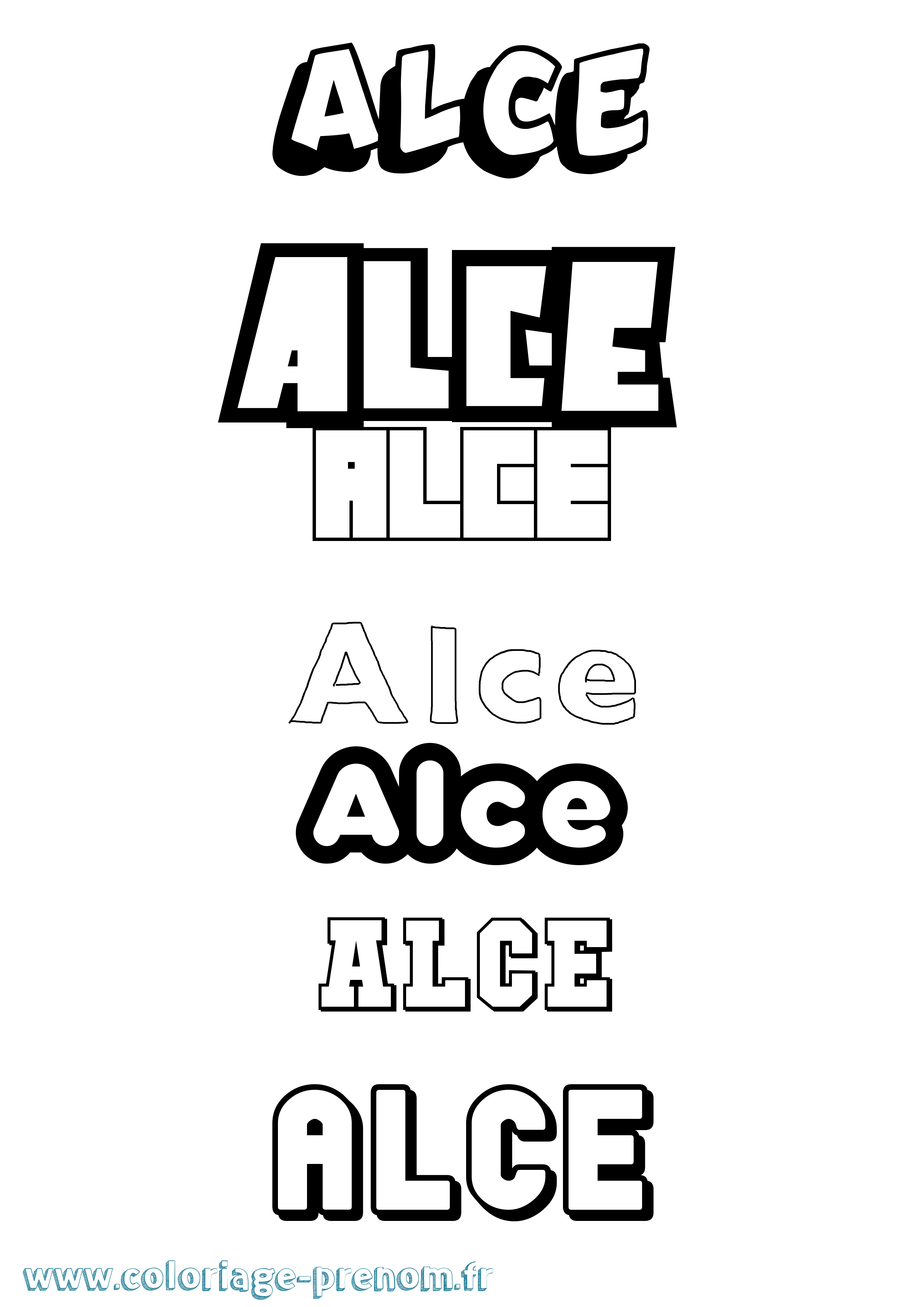 Coloriage prénom Alce Simple