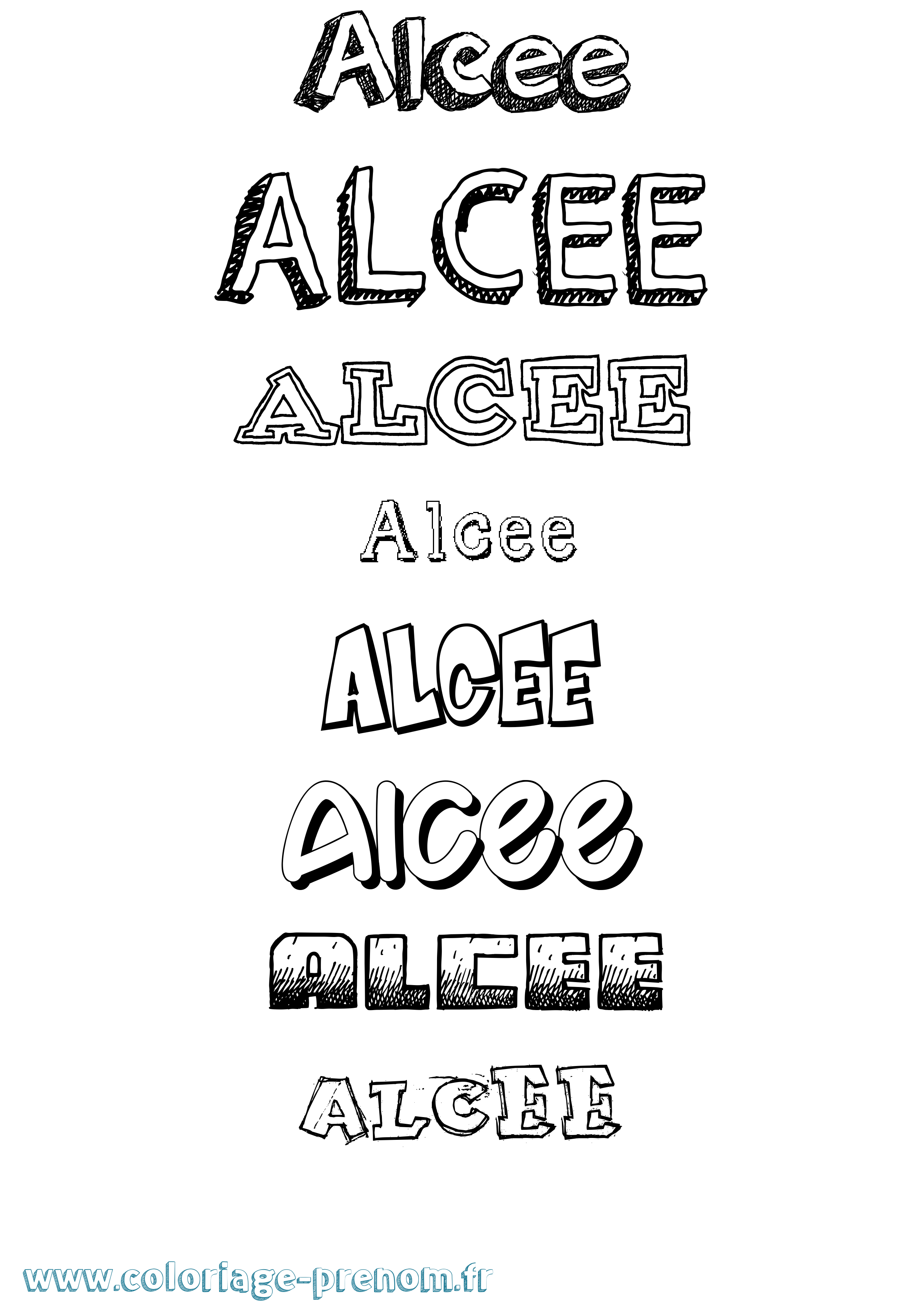 Coloriage prénom Alcee Dessiné