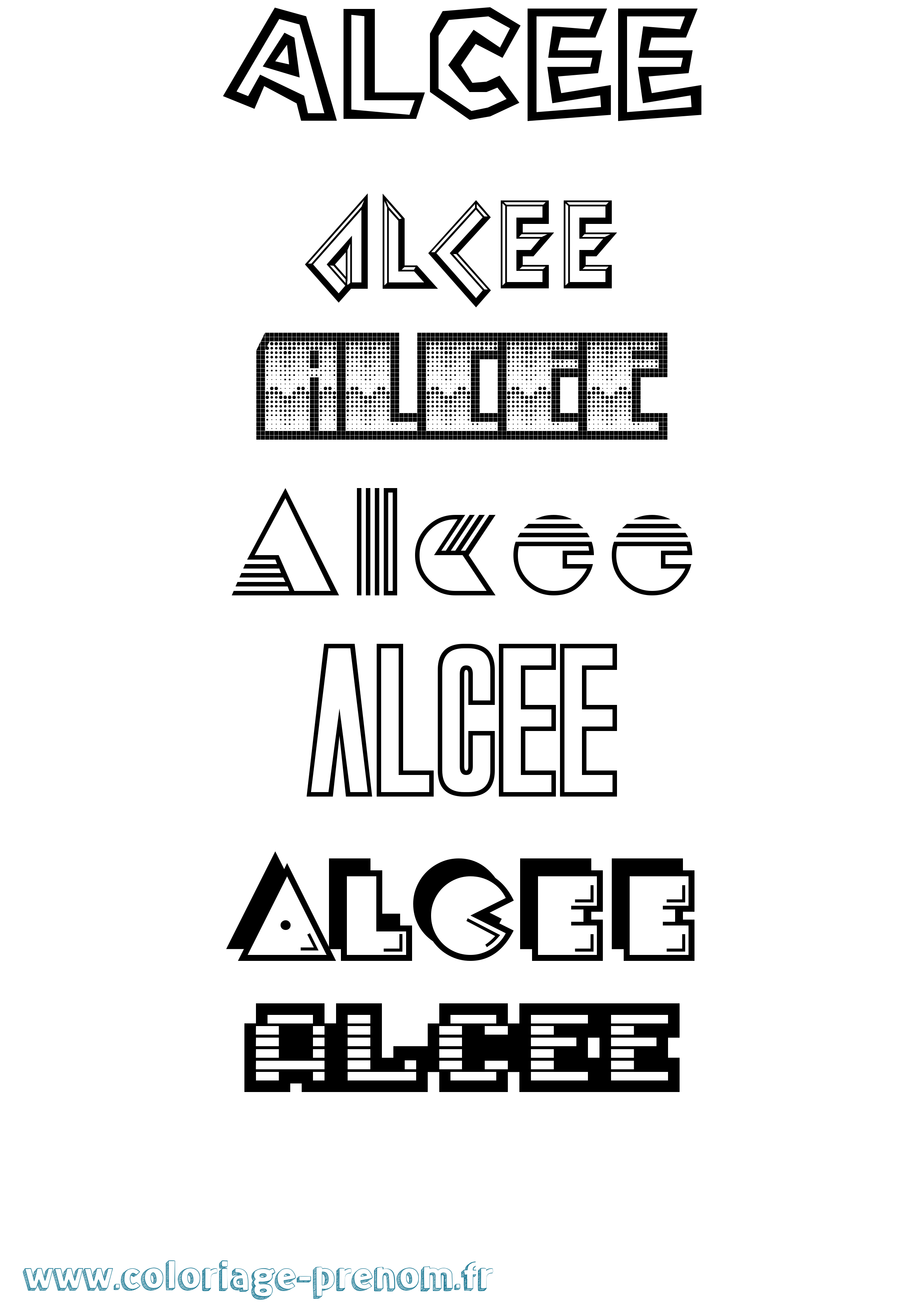 Coloriage prénom Alcee Jeux Vidéos