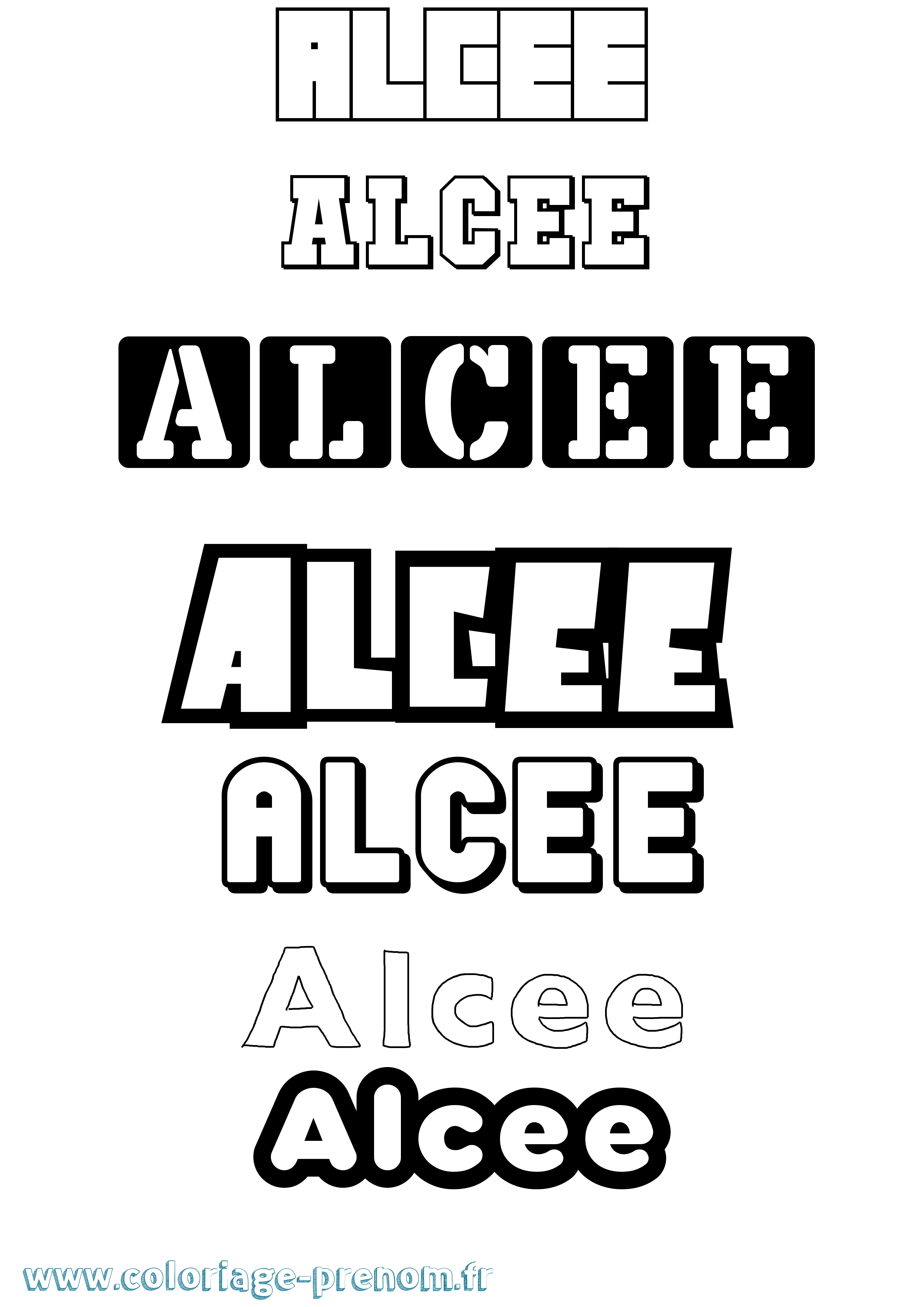 Coloriage prénom Alcee Simple