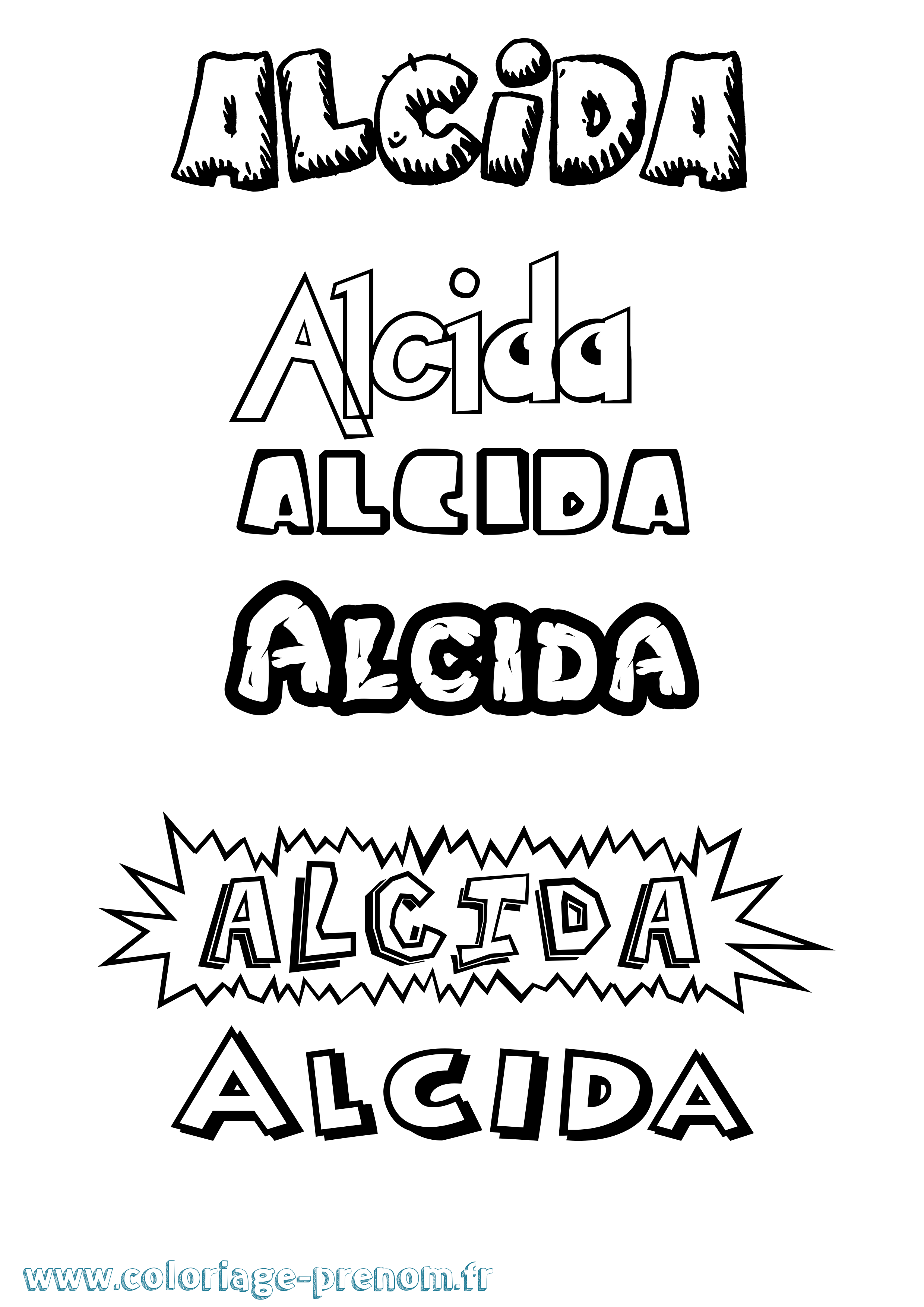 Coloriage Alcida Dessin Animé Coloriage prénom Alcida Dessin Animé
