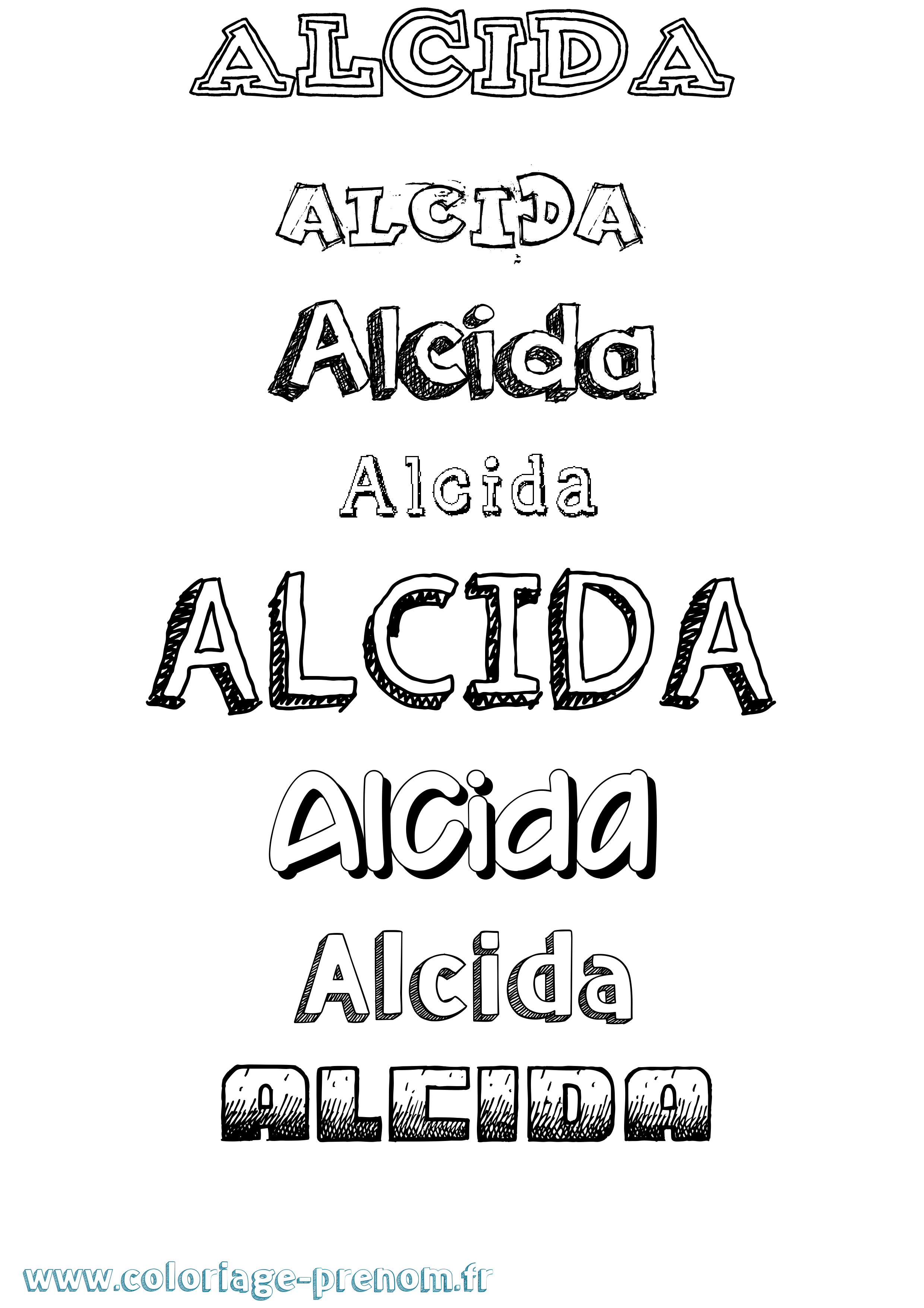 Coloriage prénom Alcida Dessiné