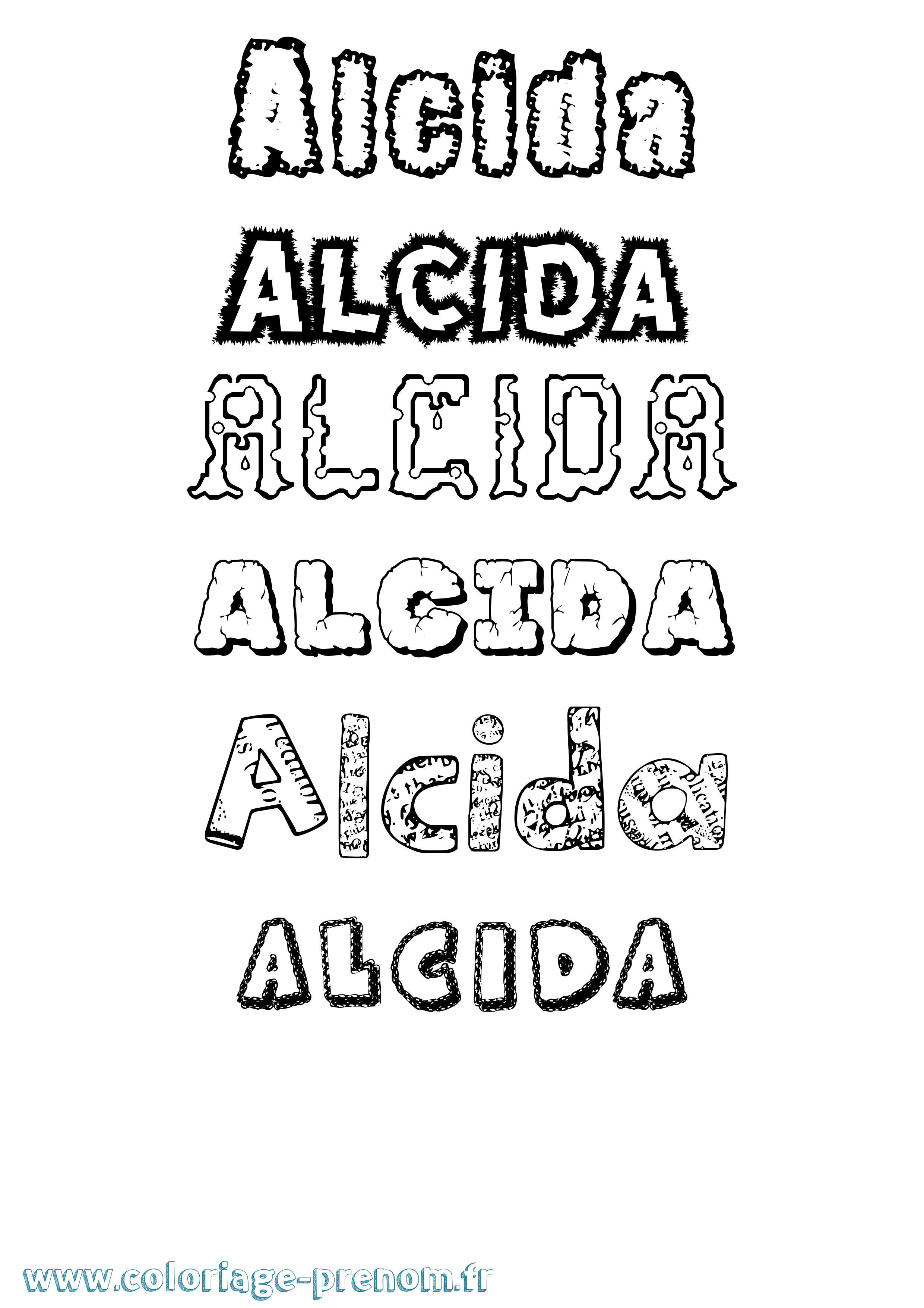 Coloriage prénom Alcida Destructuré