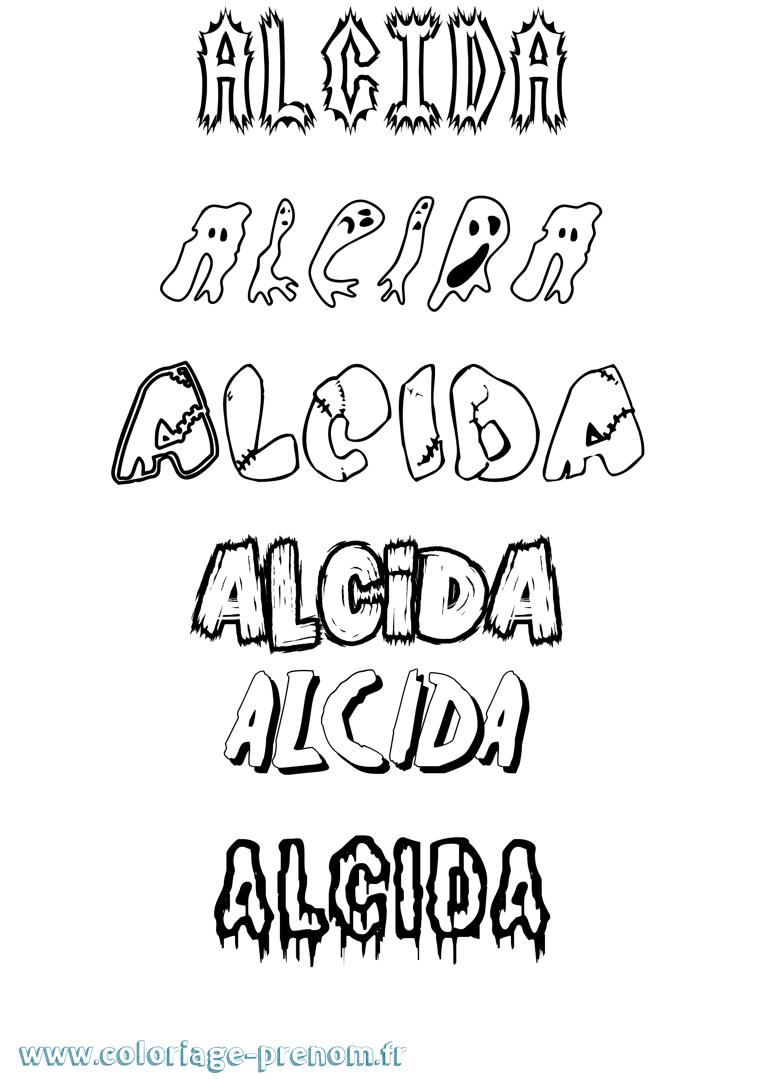 Coloriage Alcida Frisson Coloriage prénom Alcida Frisson