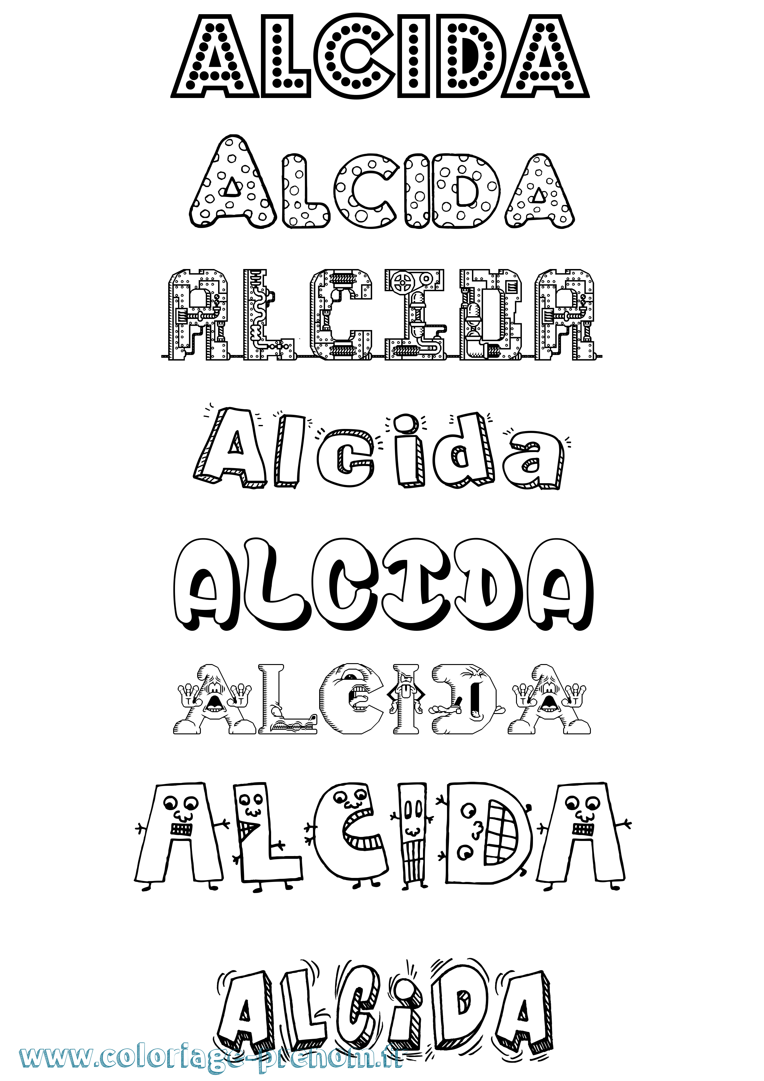 Coloriage Alcida Fun Coloriage prénom Alcida Fun