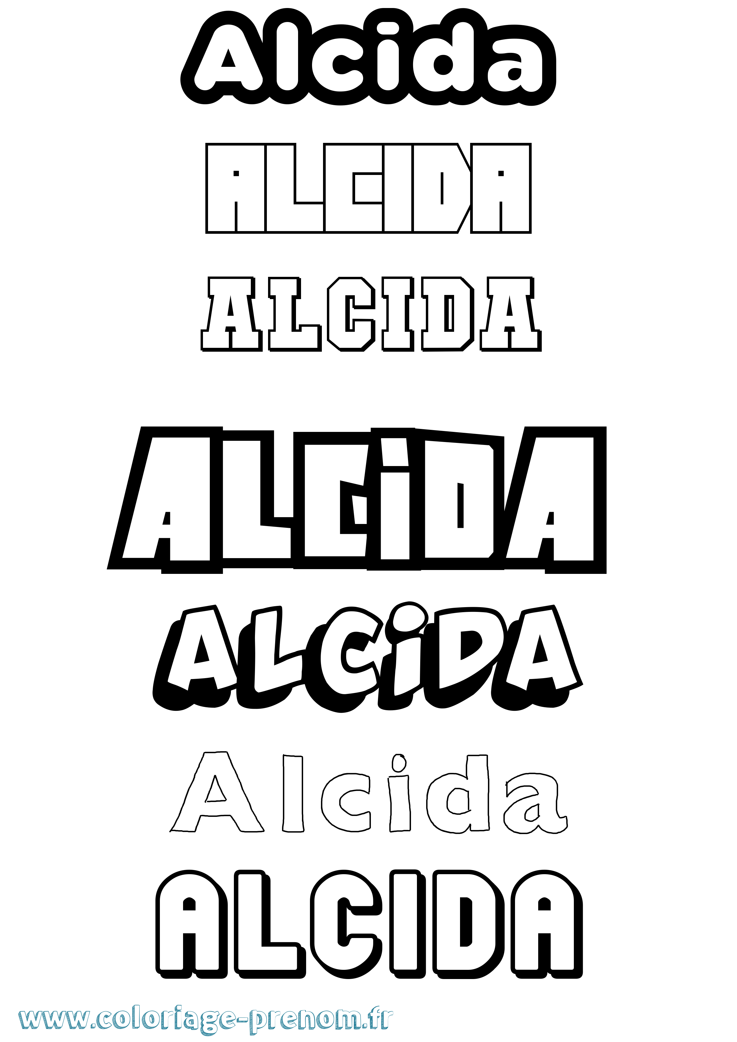 Coloriage prénom Alcida Simple