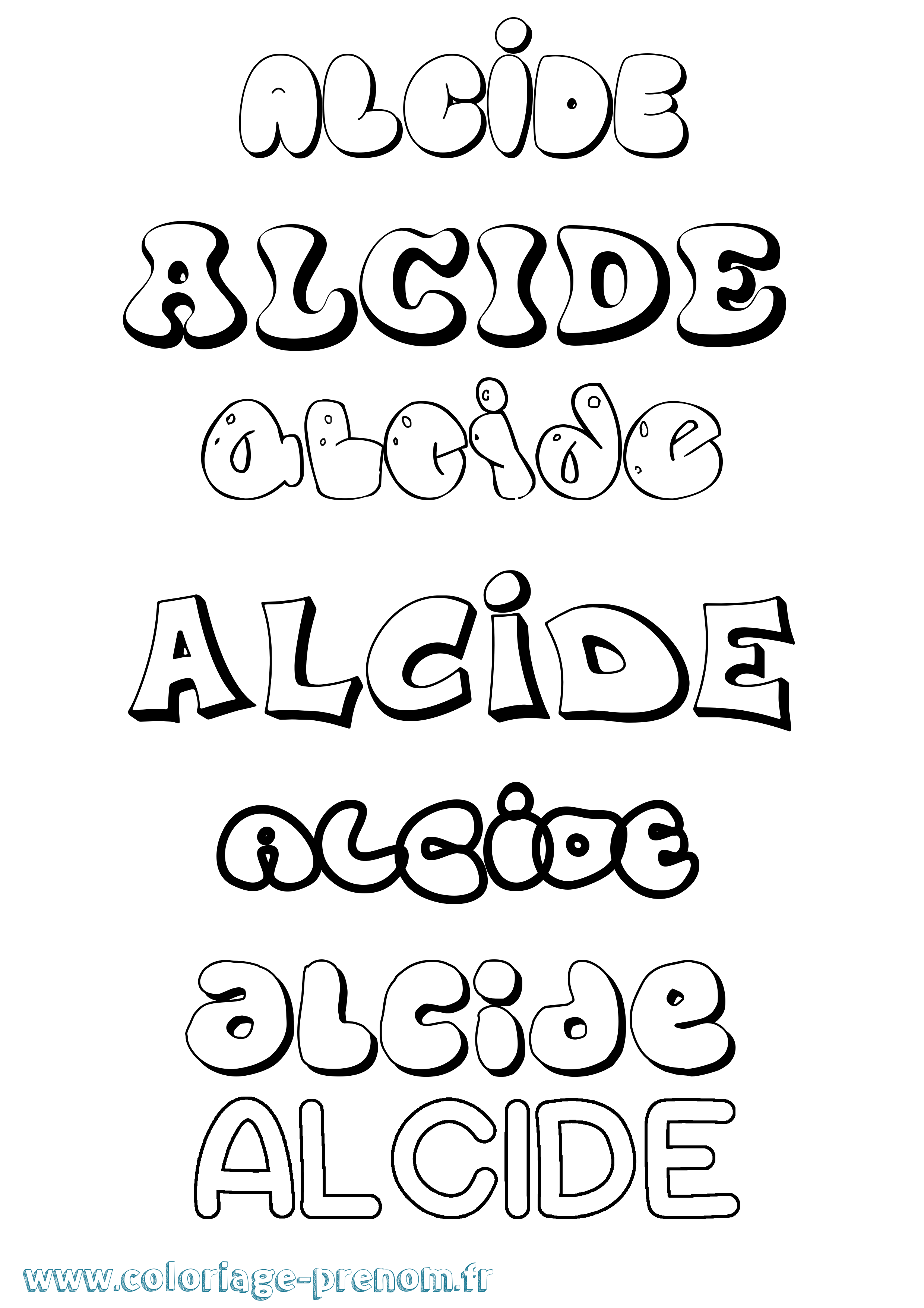 Coloriage prénom Alcide Bubble