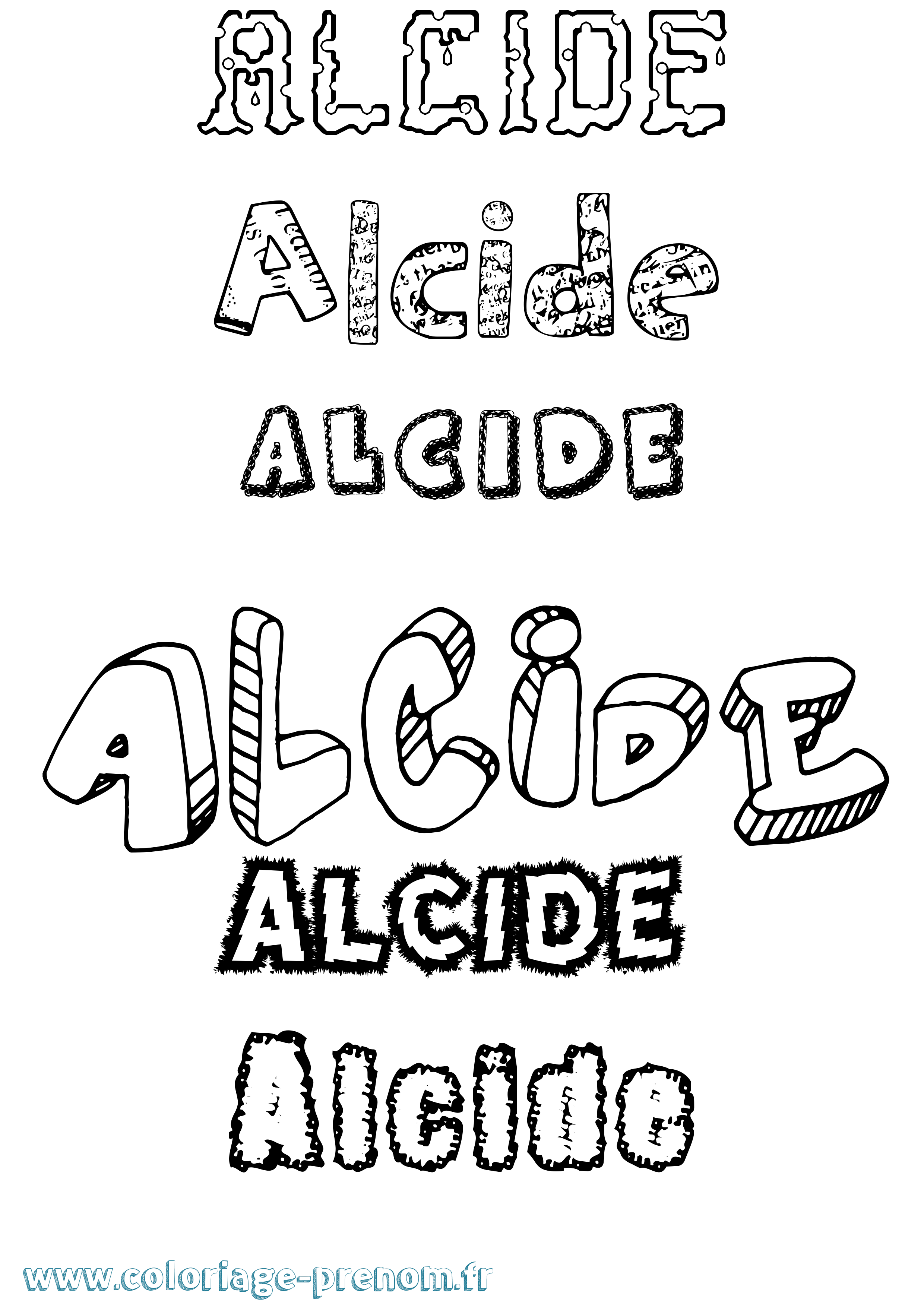 Coloriage Alcide Destructuré Coloriage prénom Alcide Destructuré