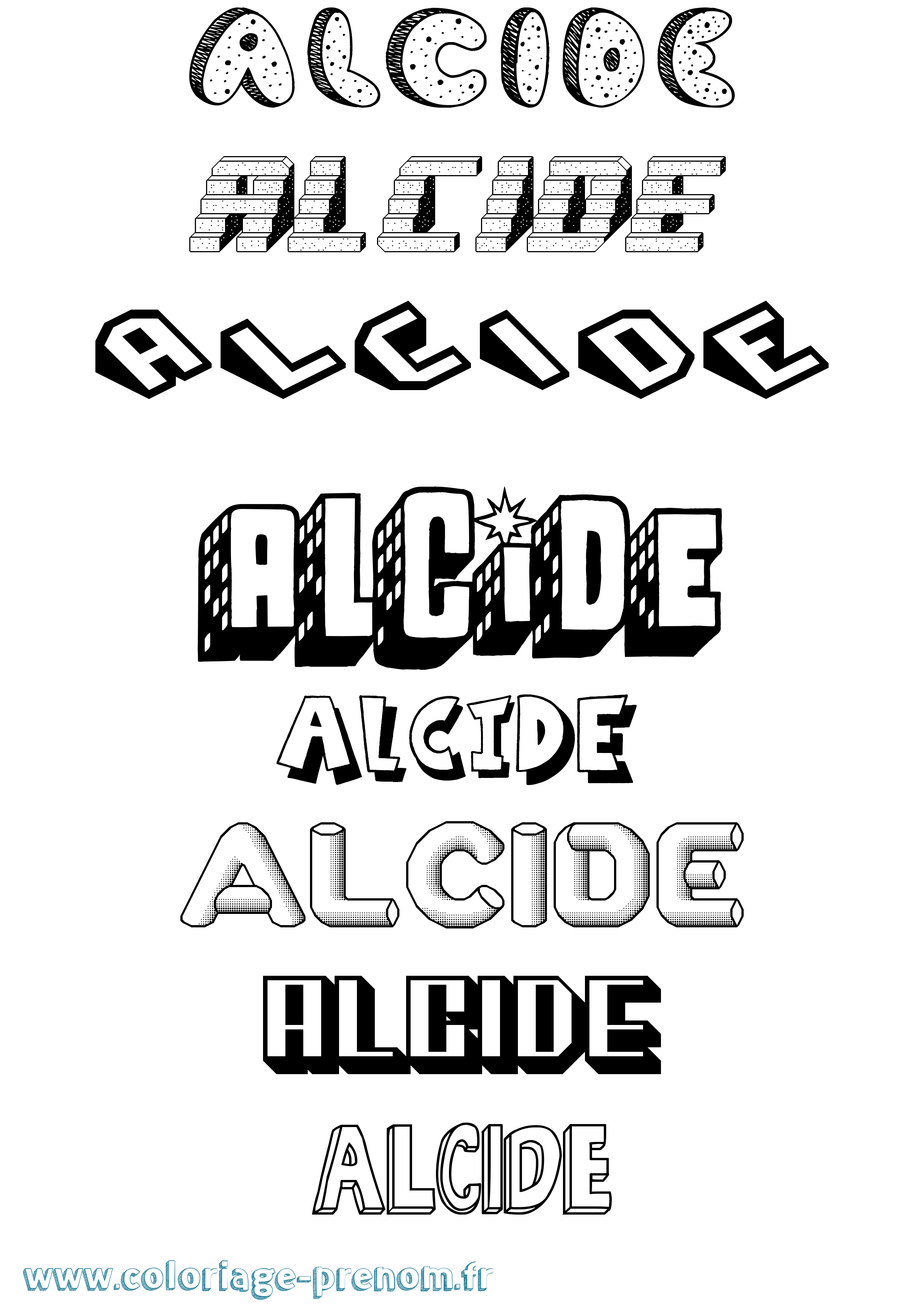 Coloriage Alcide Effet 3D Coloriage prénom Alcide Effet 3D