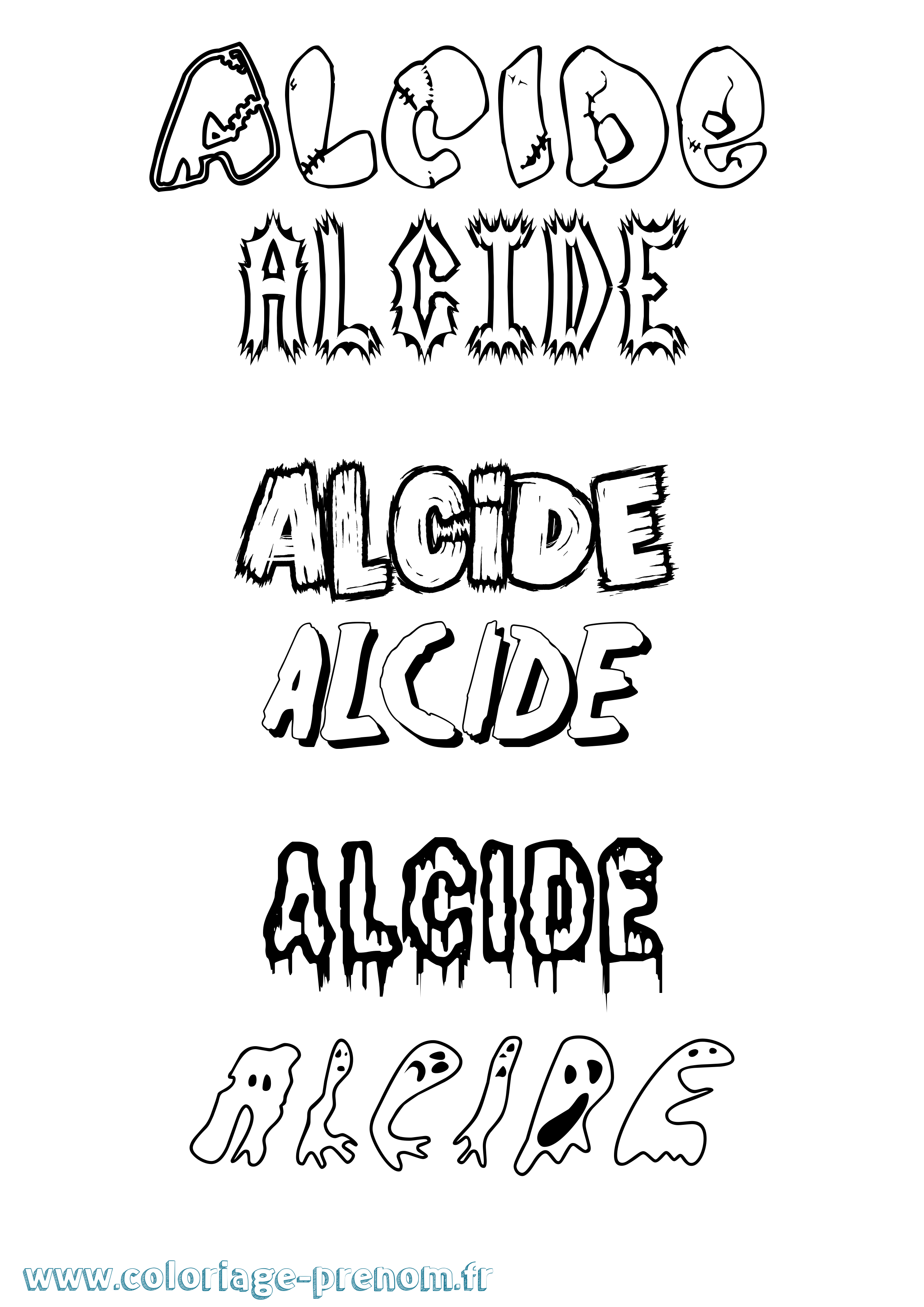 Coloriage Alcide Frisson Coloriage prénom Alcide Frisson