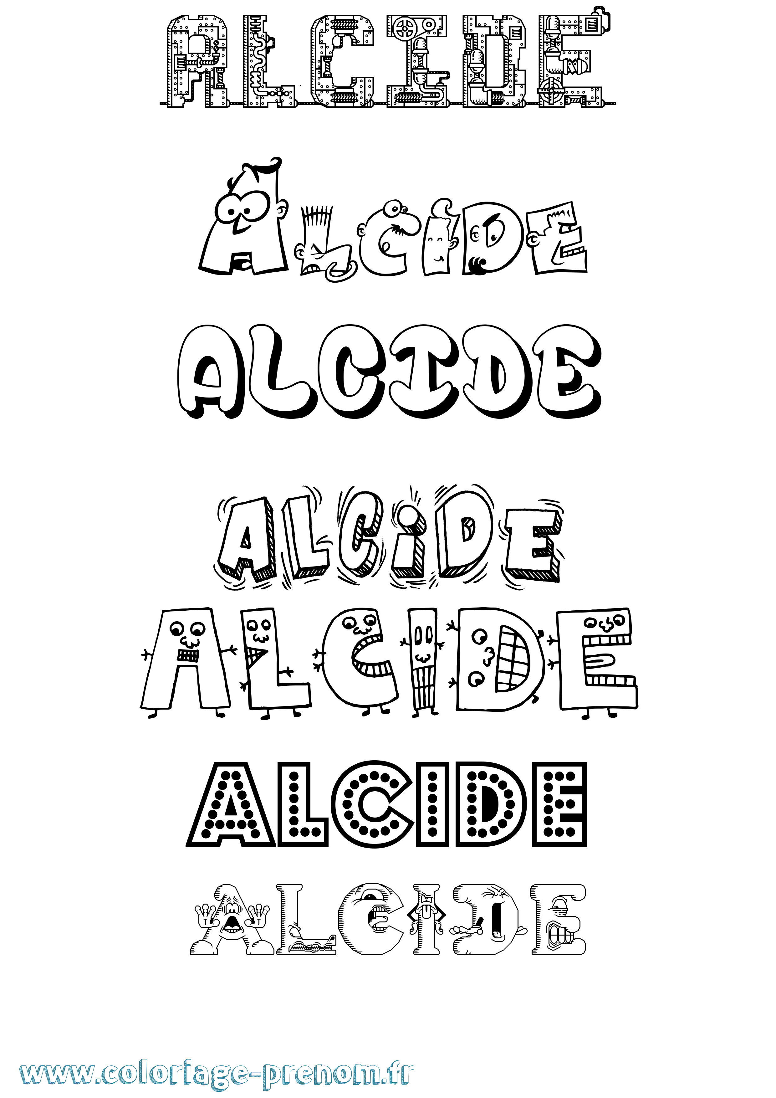 Coloriage Alcide Fun Coloriage prénom Alcide Fun