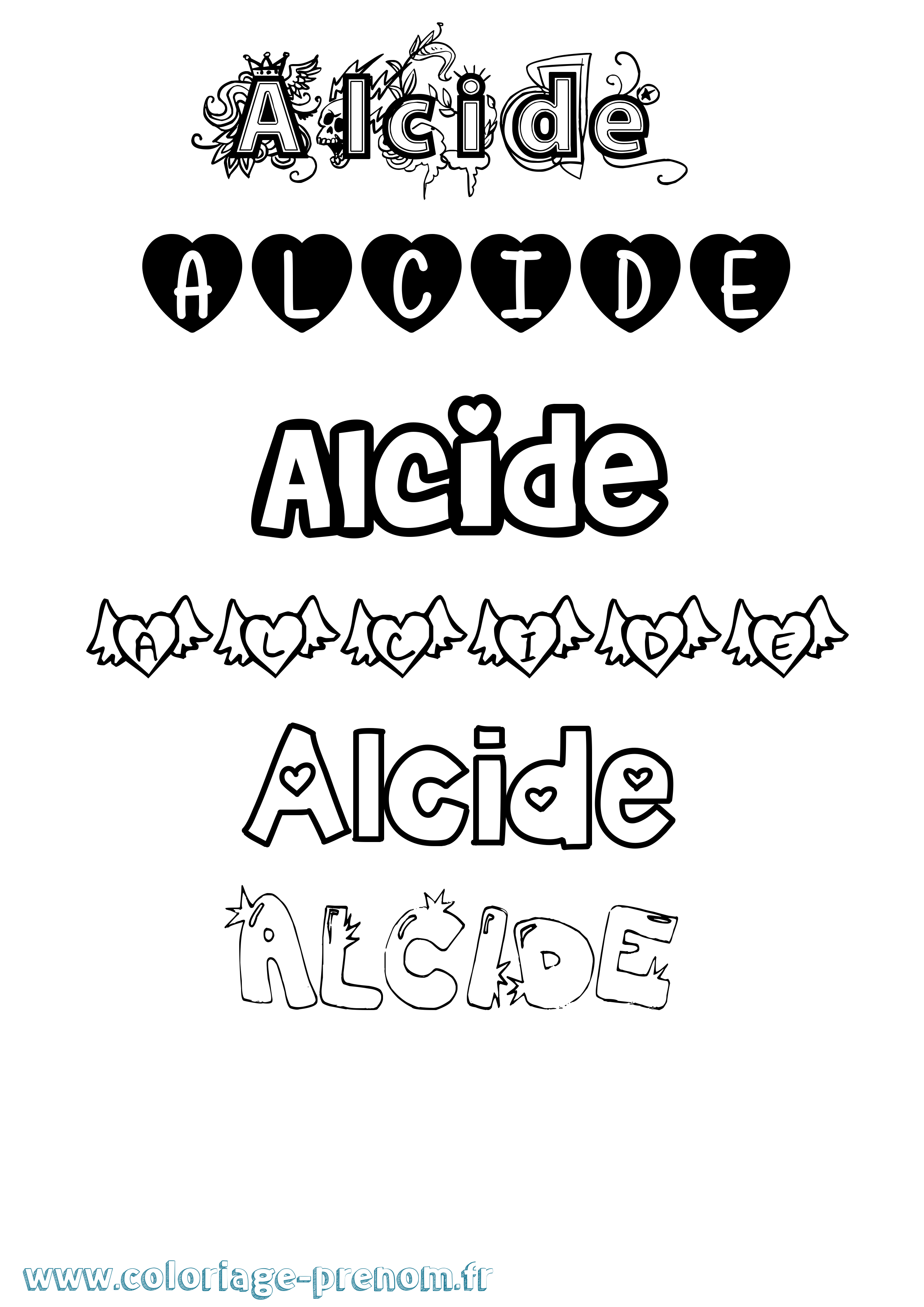 Coloriage prénom Alcide Girly