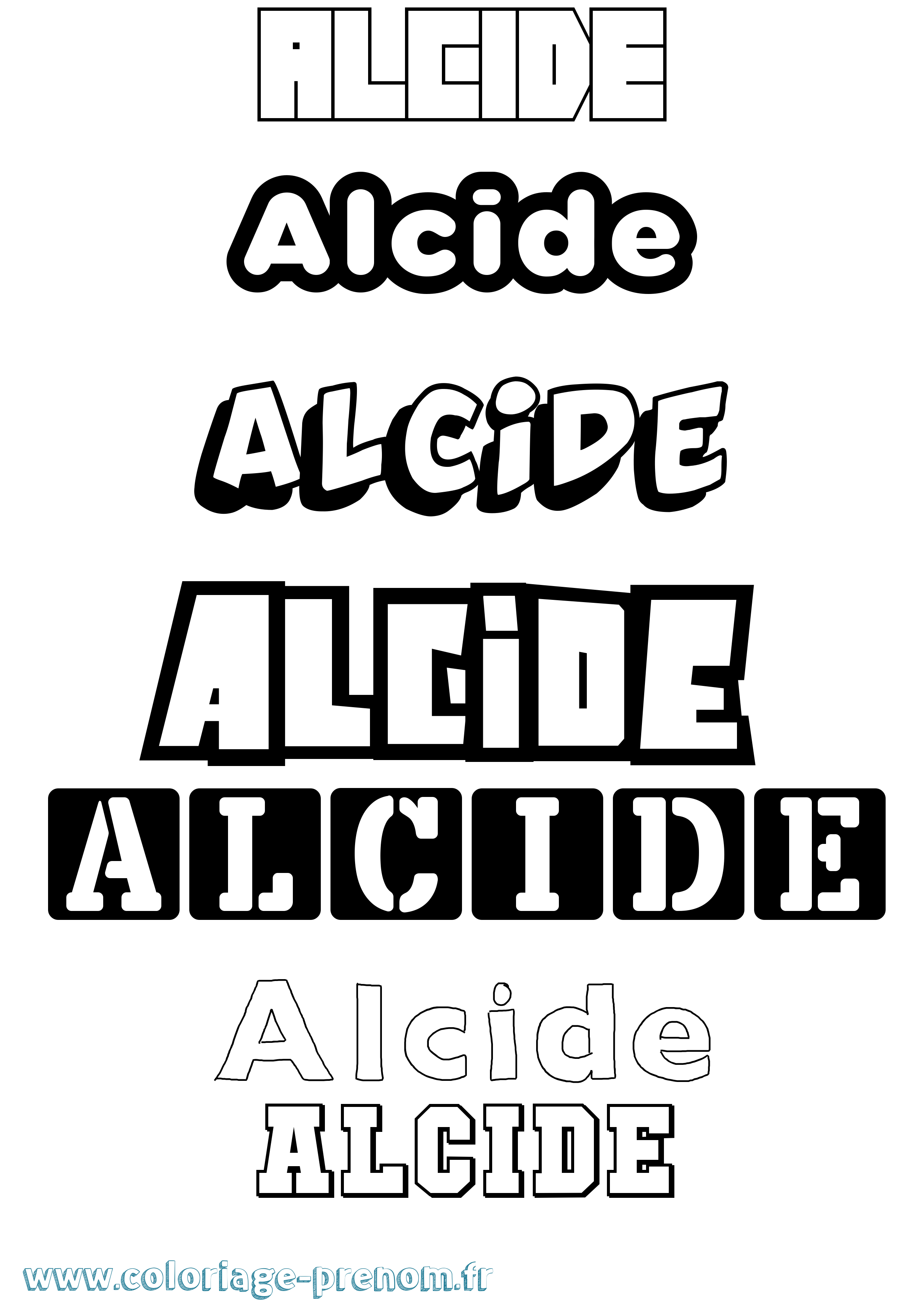Coloriage prénom Alcide Simple