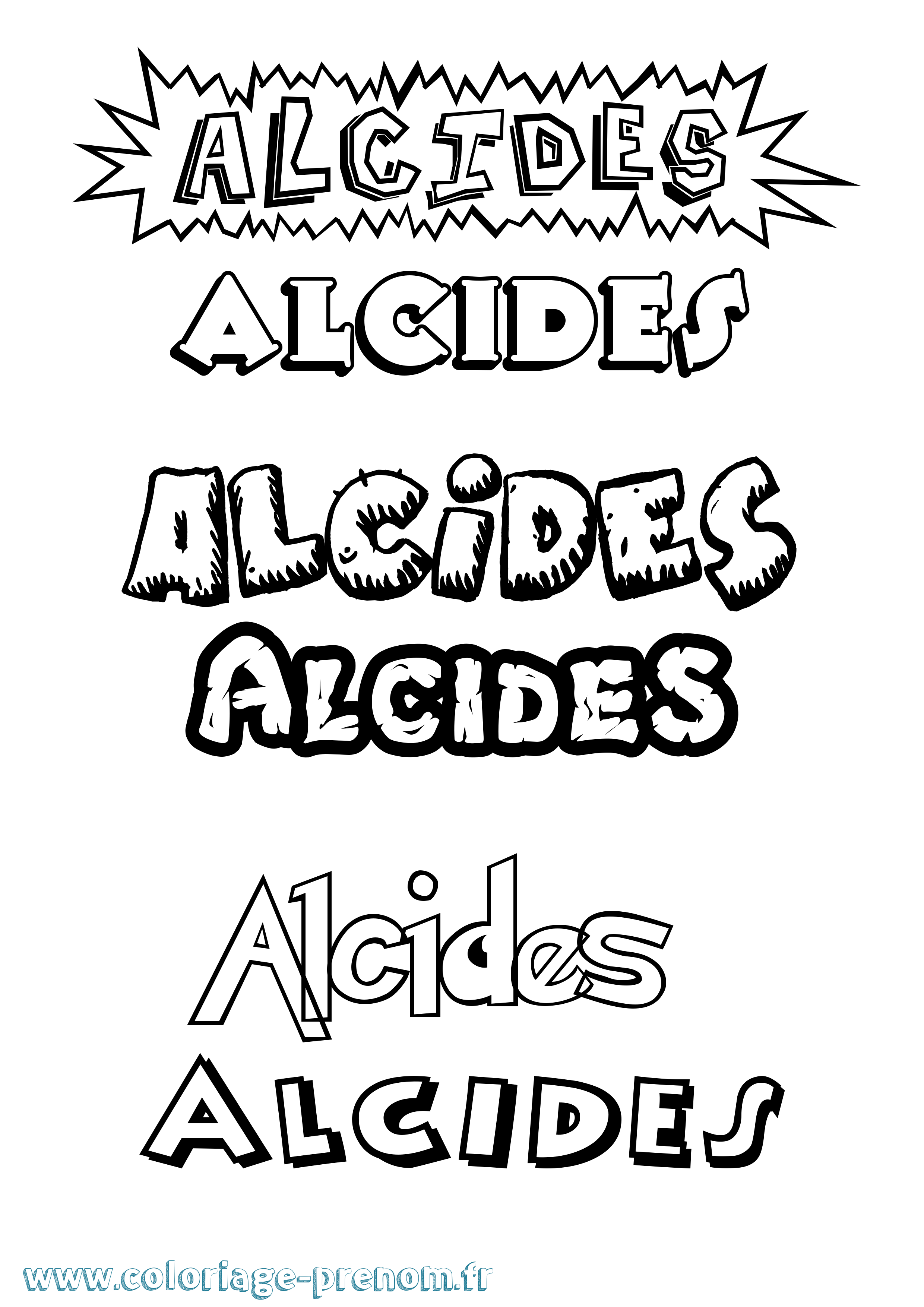 Coloriage Alcides Dessin Animé Coloriage prénom Alcides Dessin Animé