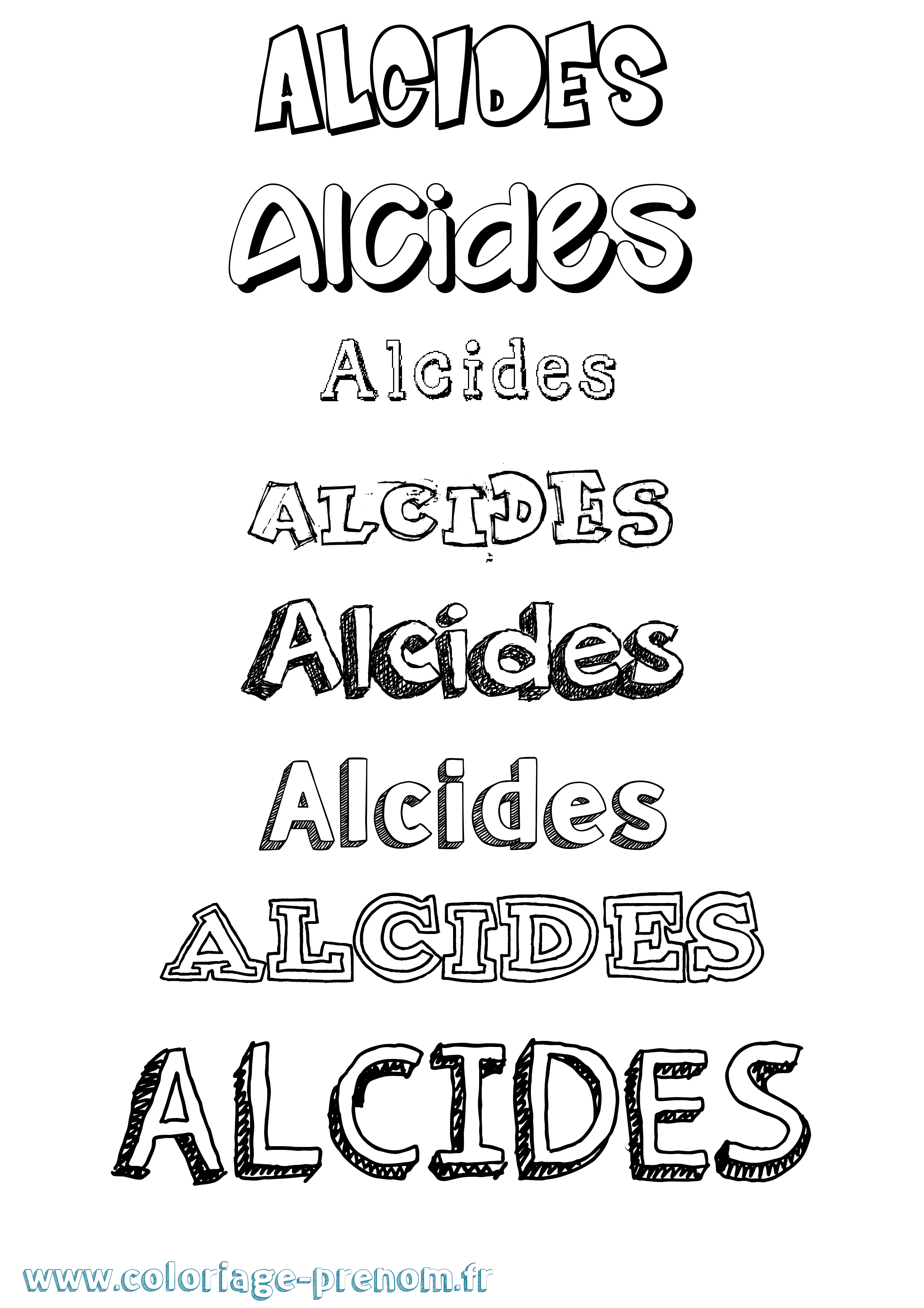 Coloriage prénom Alcides Dessiné