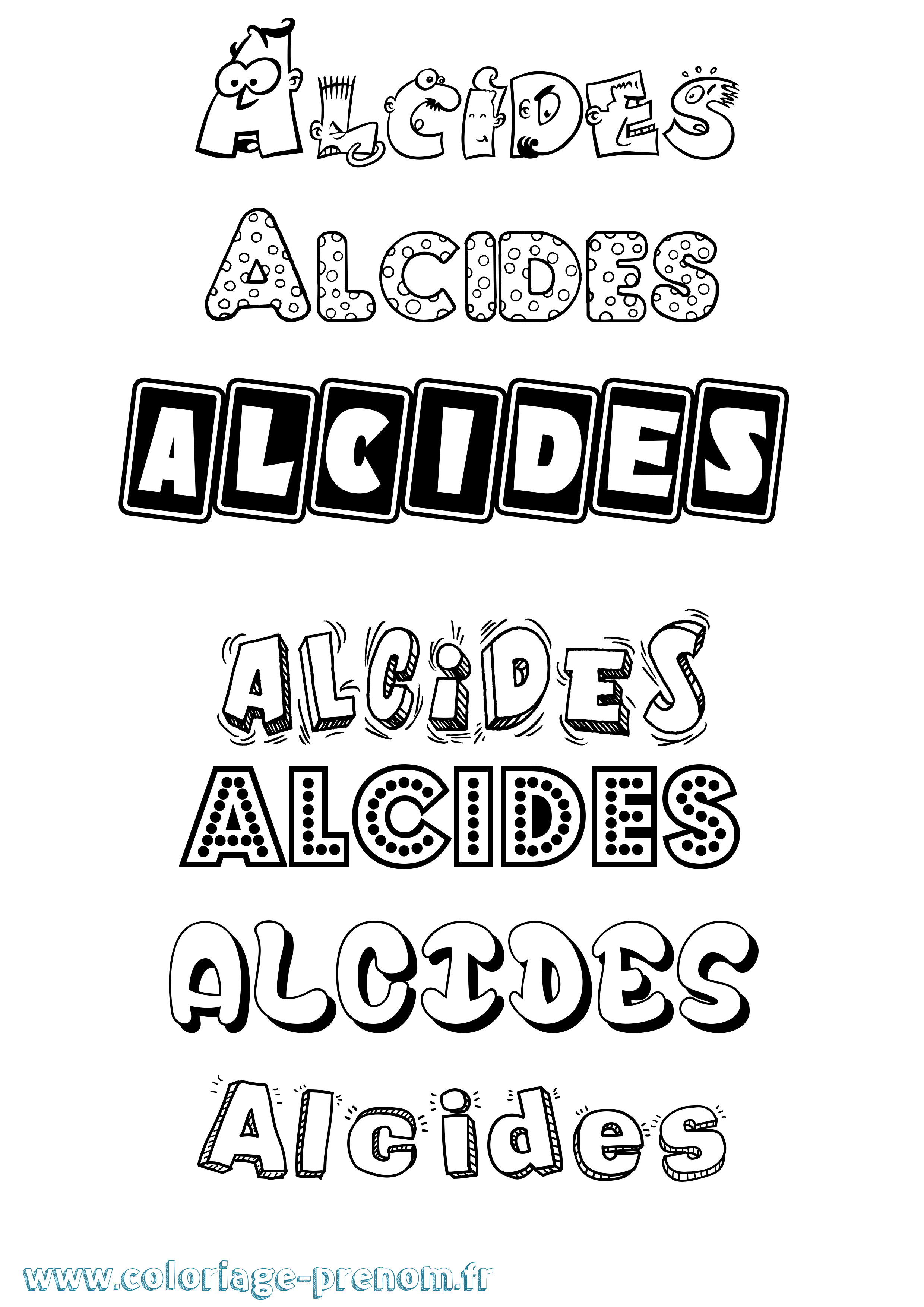 Coloriage prénom Alcides Fun