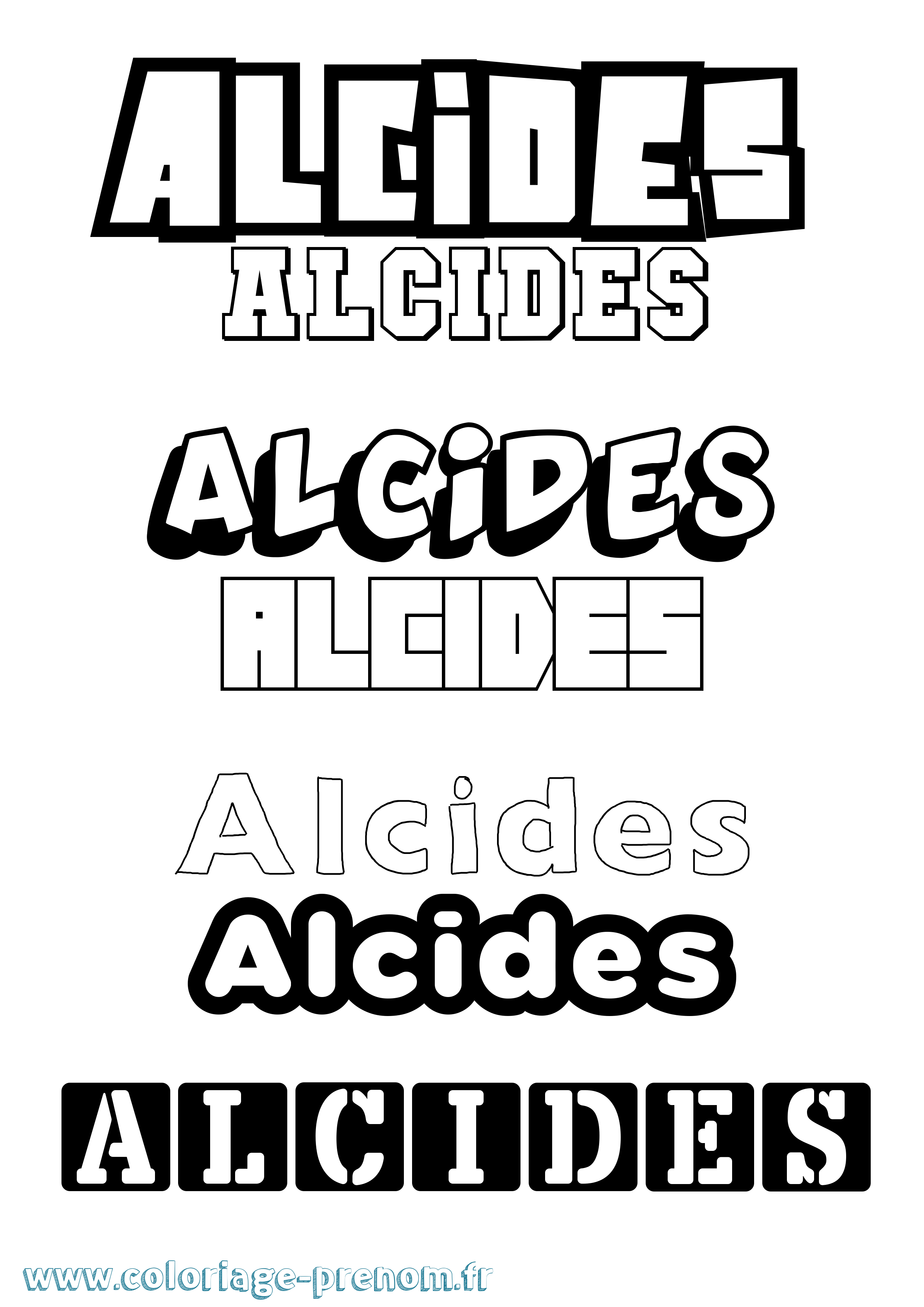 Coloriage prénom Alcides Simple