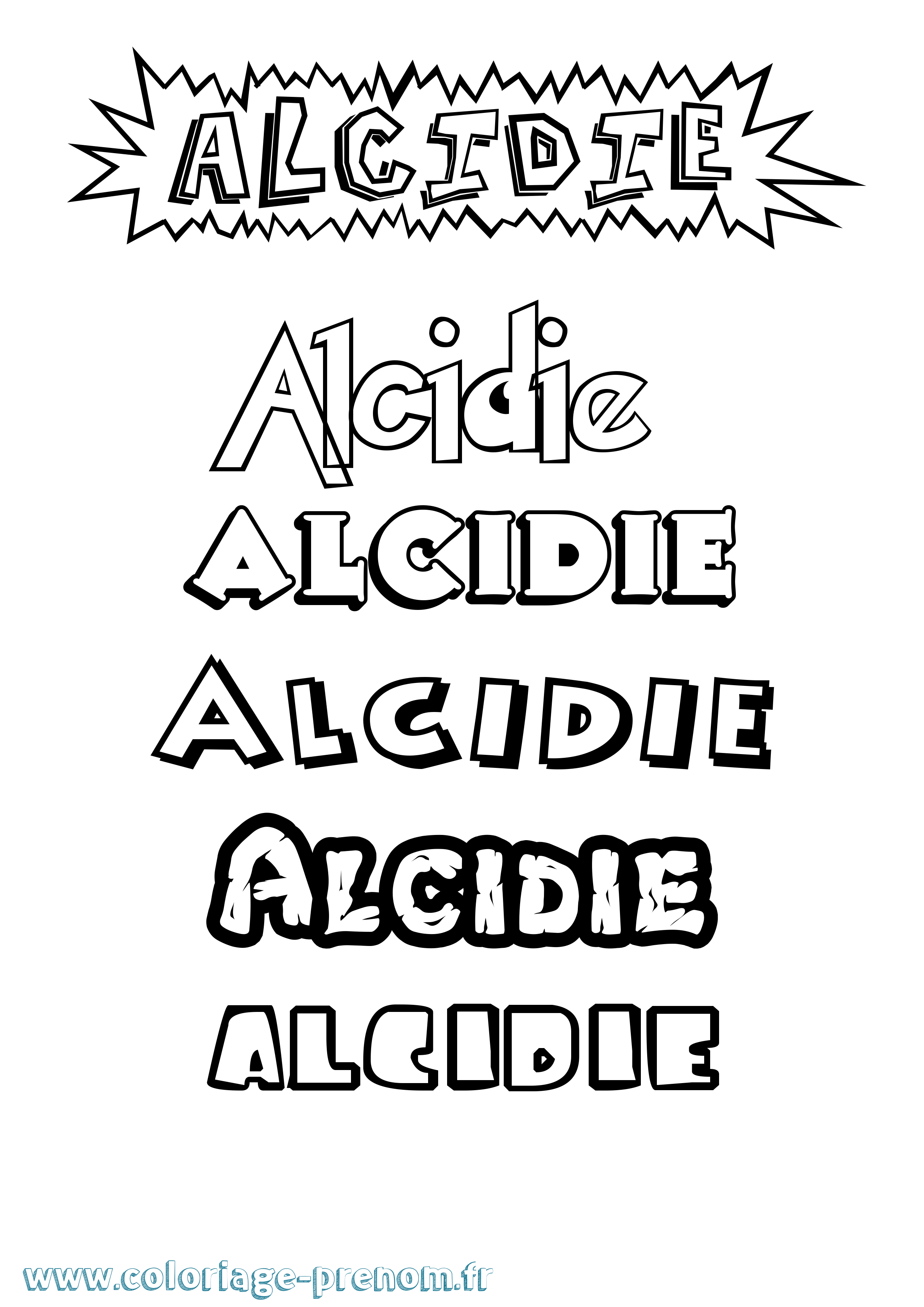 Coloriage prénom Alcidie Dessin Animé