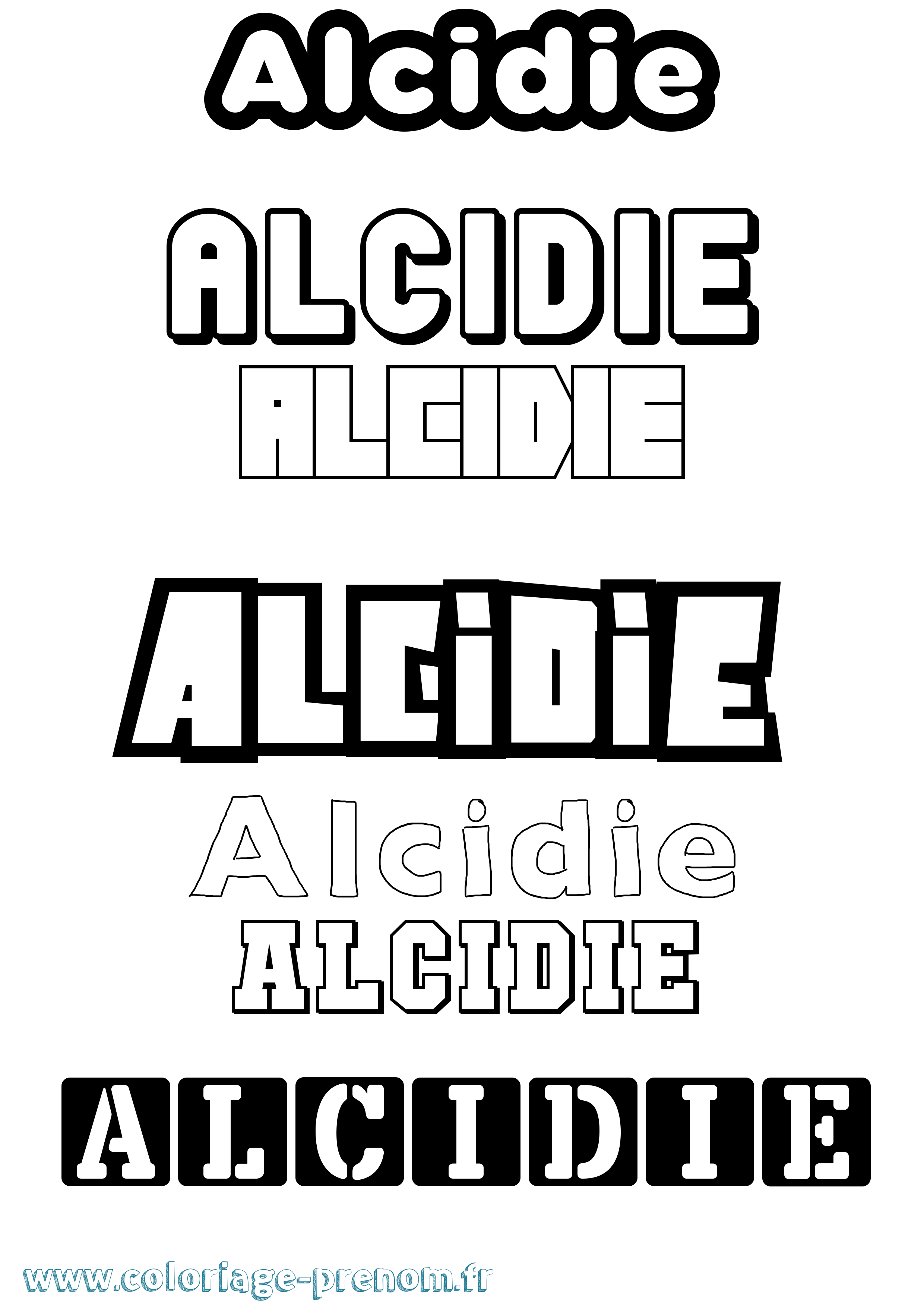 Coloriage prénom Alcidie Simple