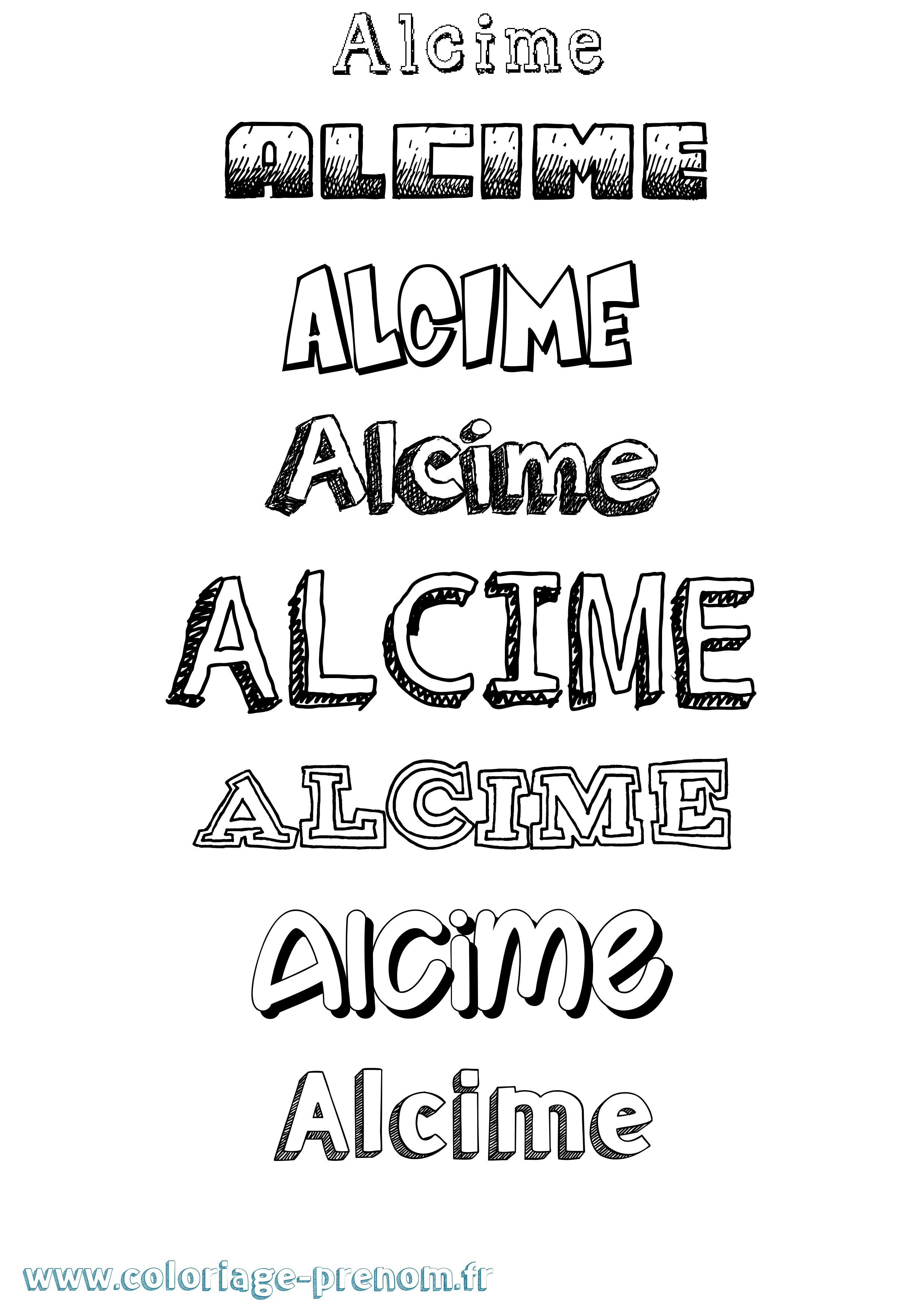 Coloriage prénom Alcime Dessiné