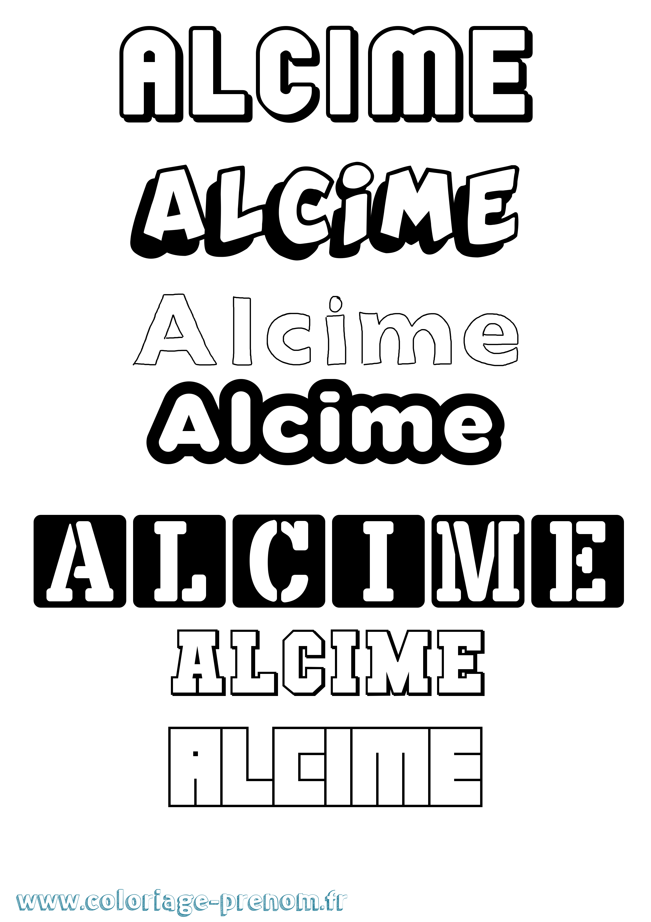 Coloriage prénom Alcime Simple