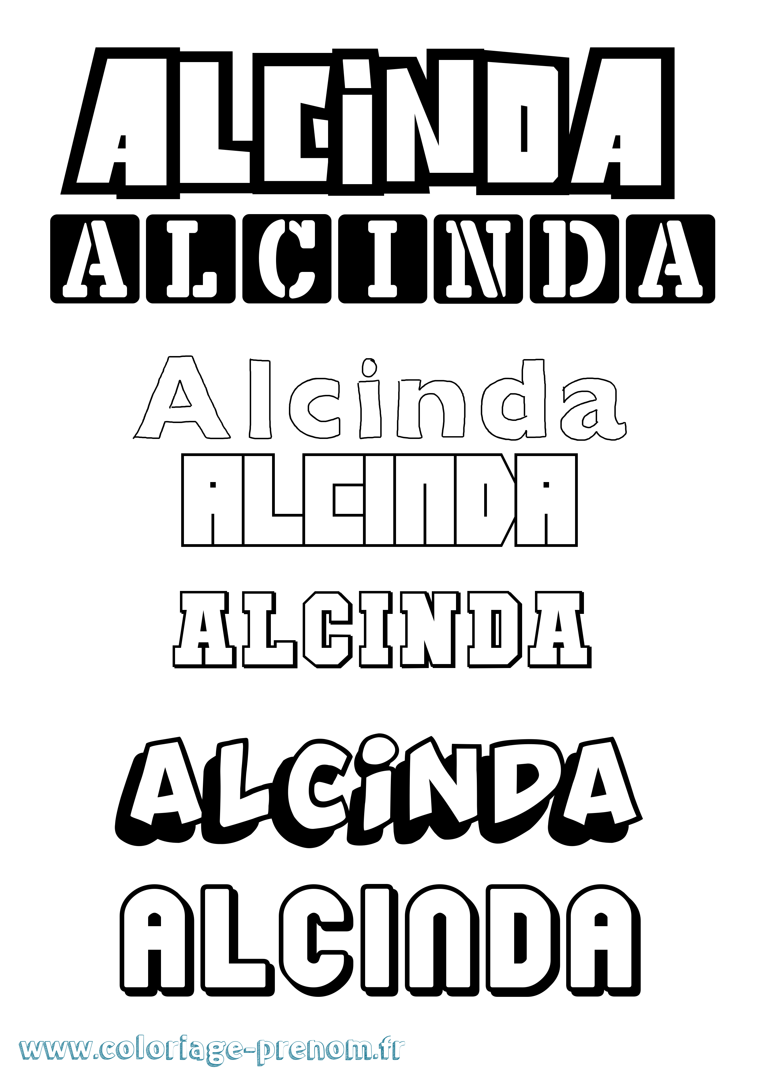 Coloriage prénom Alcinda Simple