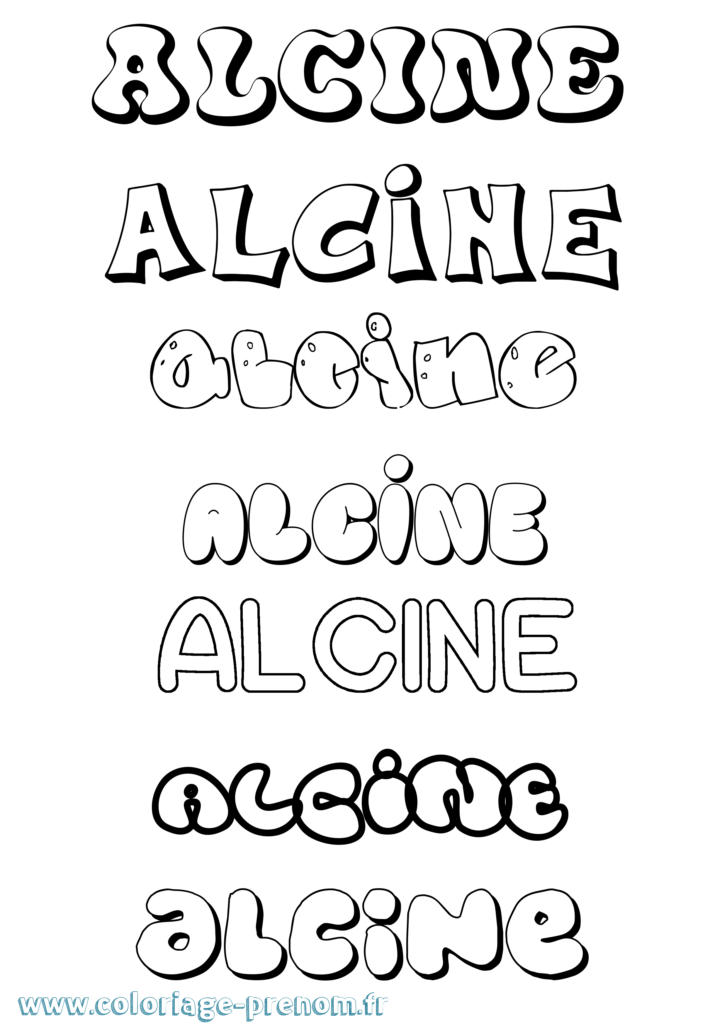 Coloriage Alcine Bubble Coloriage prénom Alcine Bubble
