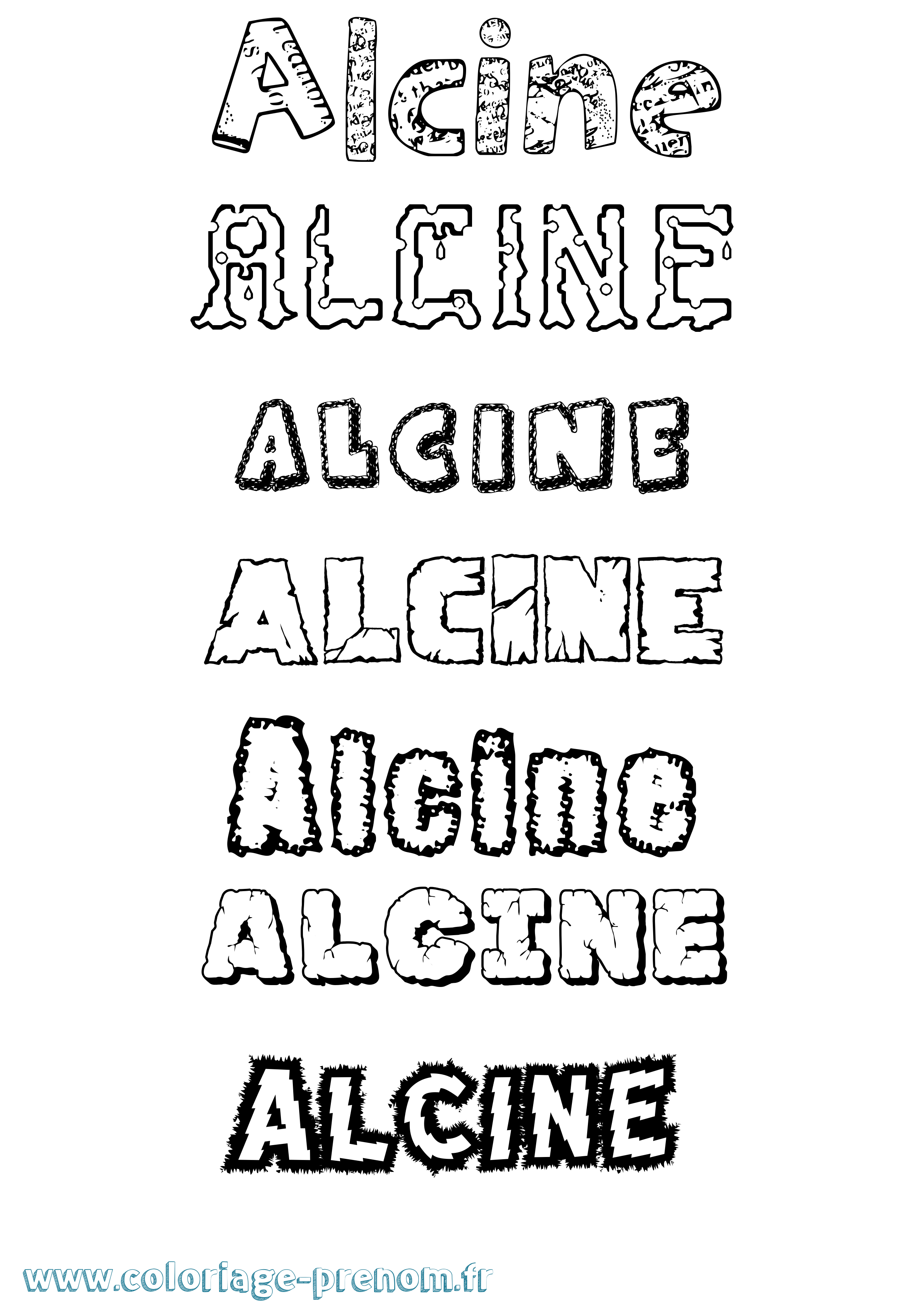 Coloriage Alcine Destructuré Coloriage prénom Alcine Destructuré