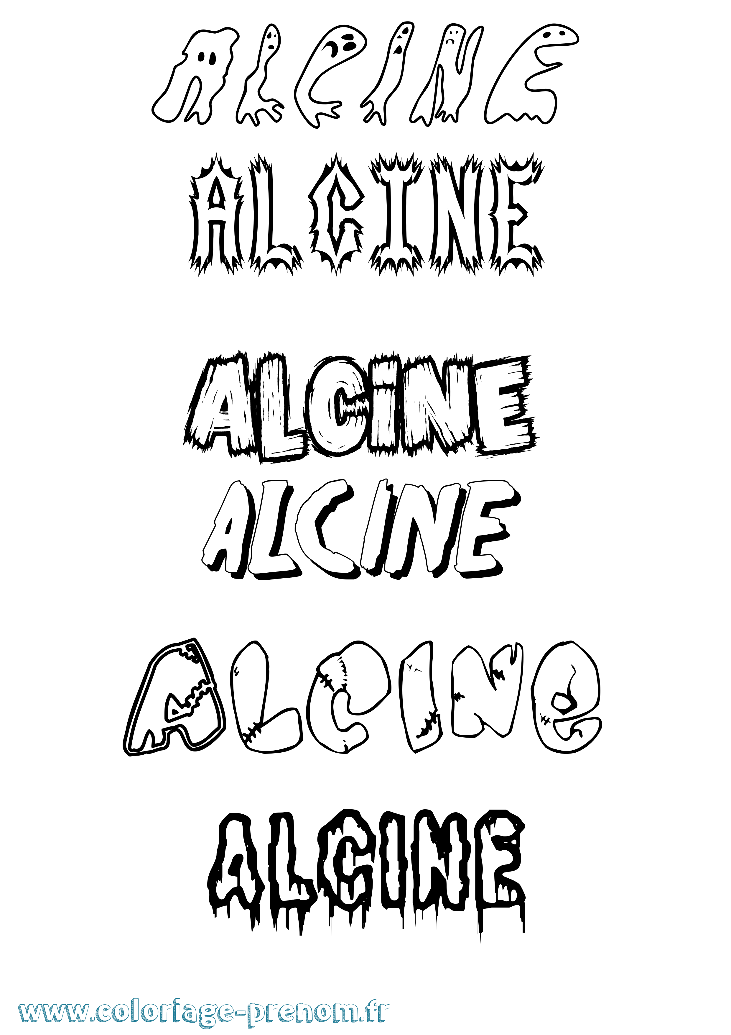 Coloriage Alcine Frisson Coloriage prénom Alcine Frisson