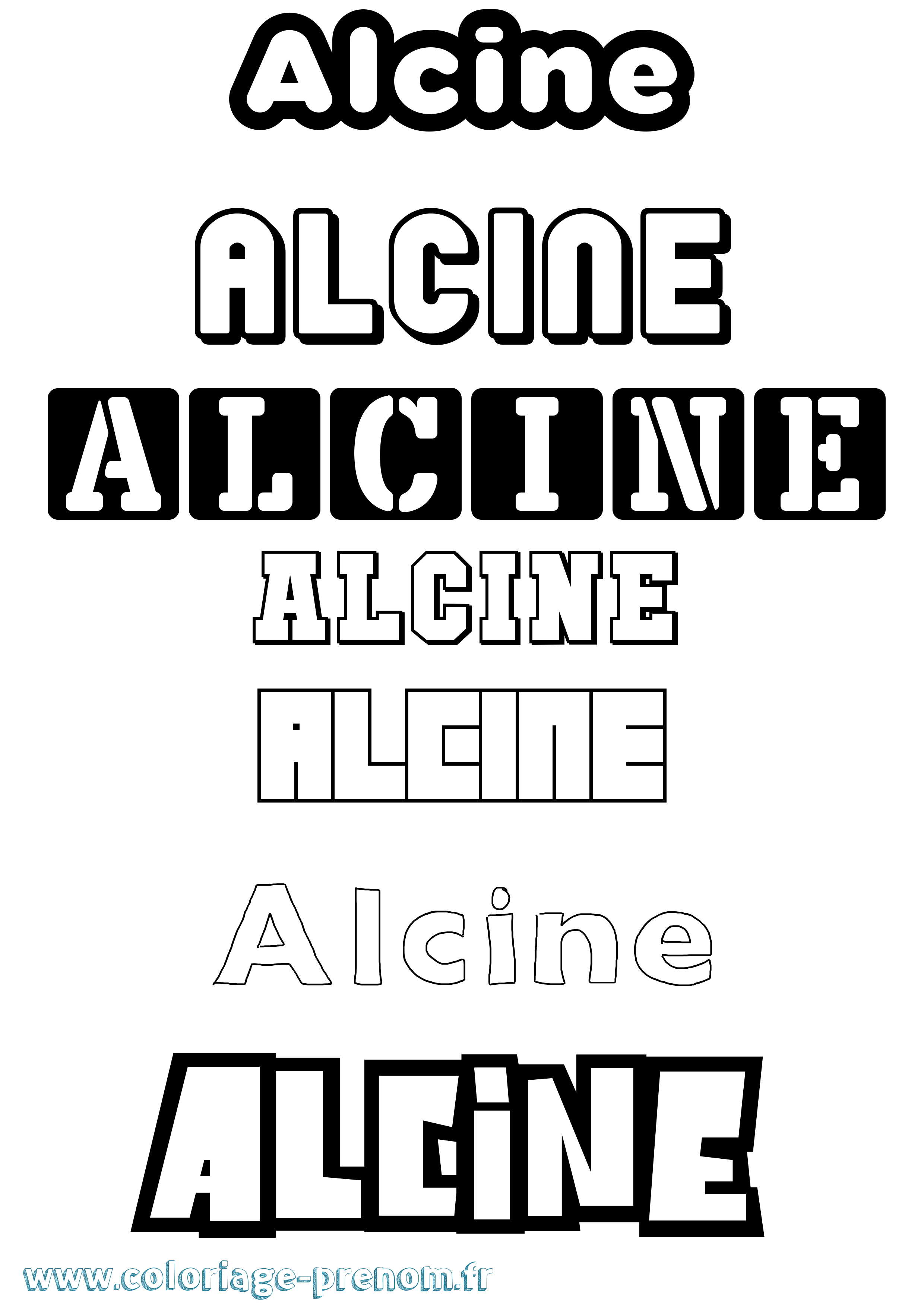 Coloriage Alcine Simple Coloriage prénom Alcine Simple