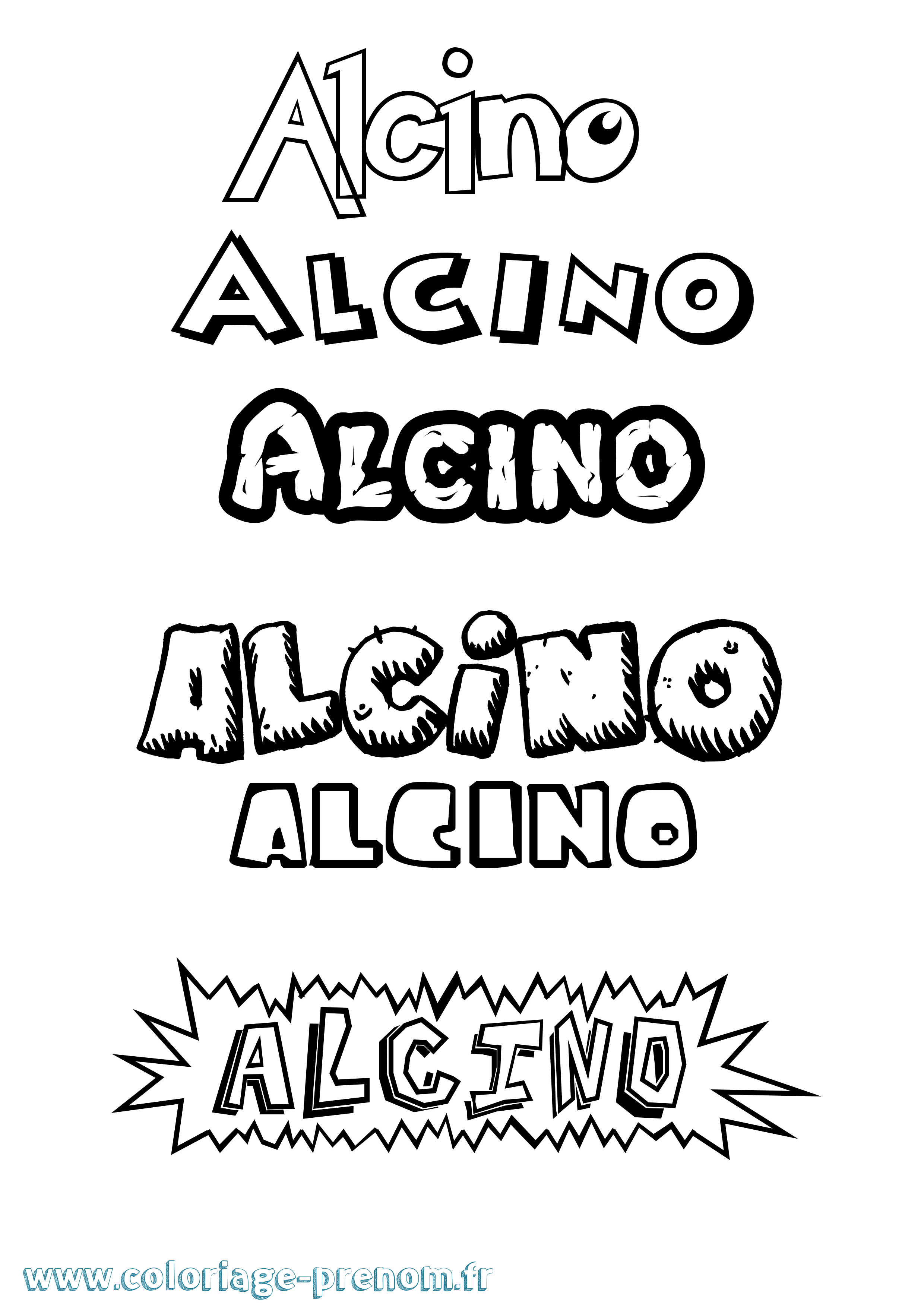 Coloriage Alcino Dessin Animé Coloriage prénom Alcino Dessin Animé