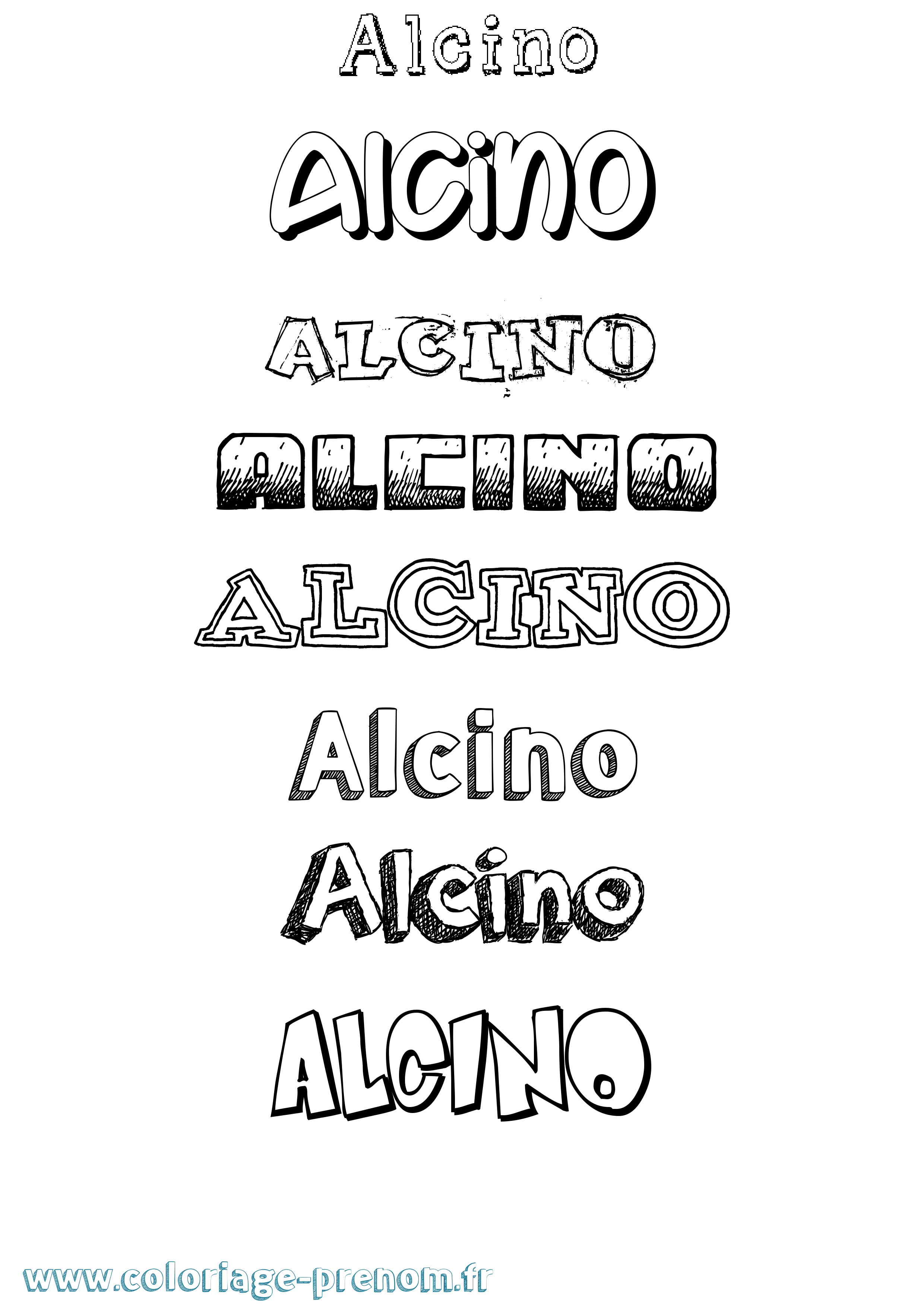 Coloriage Alcino Dessiné Coloriage prénom Alcino Dessiné