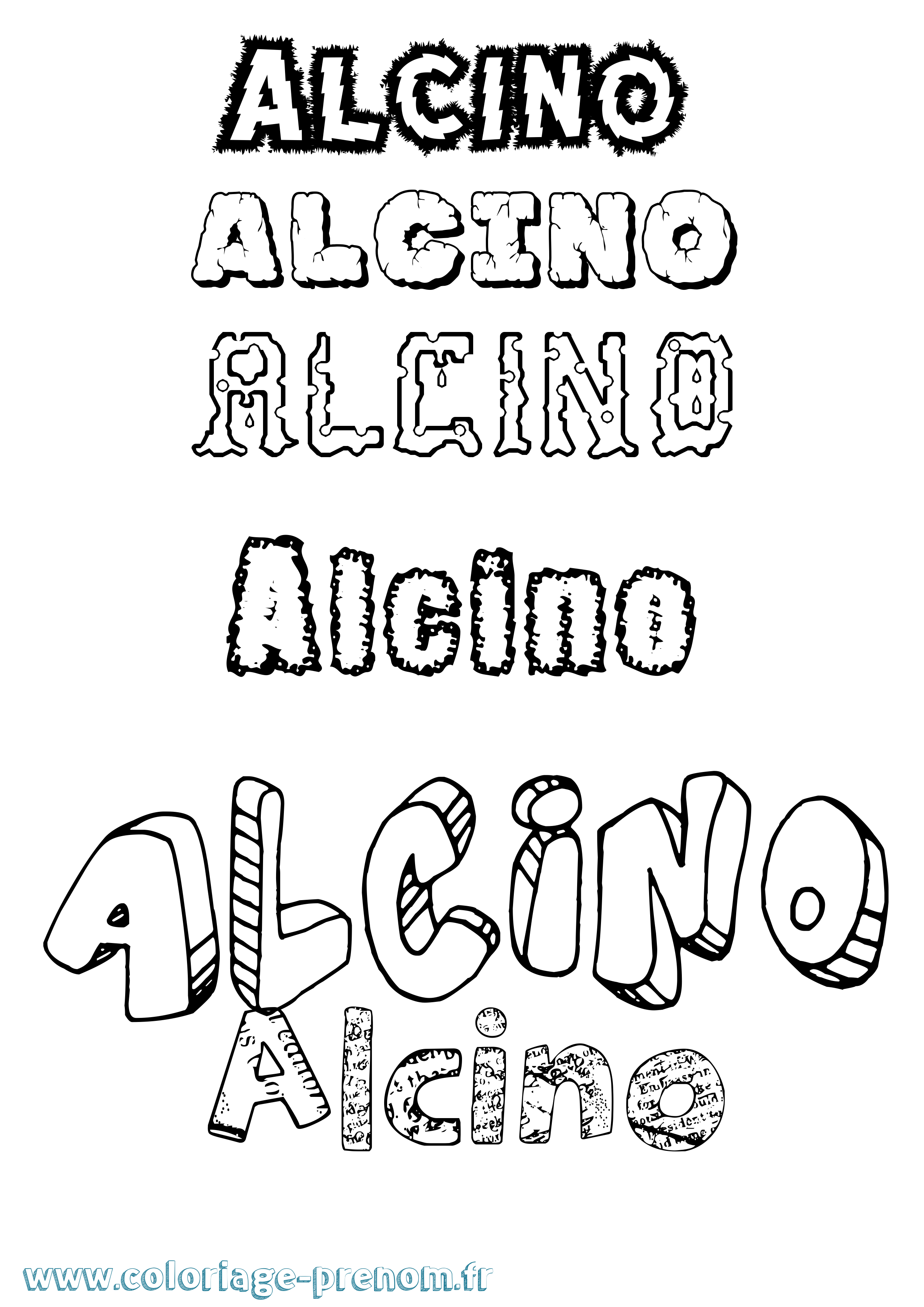 Coloriage prénom Alcino Destructuré