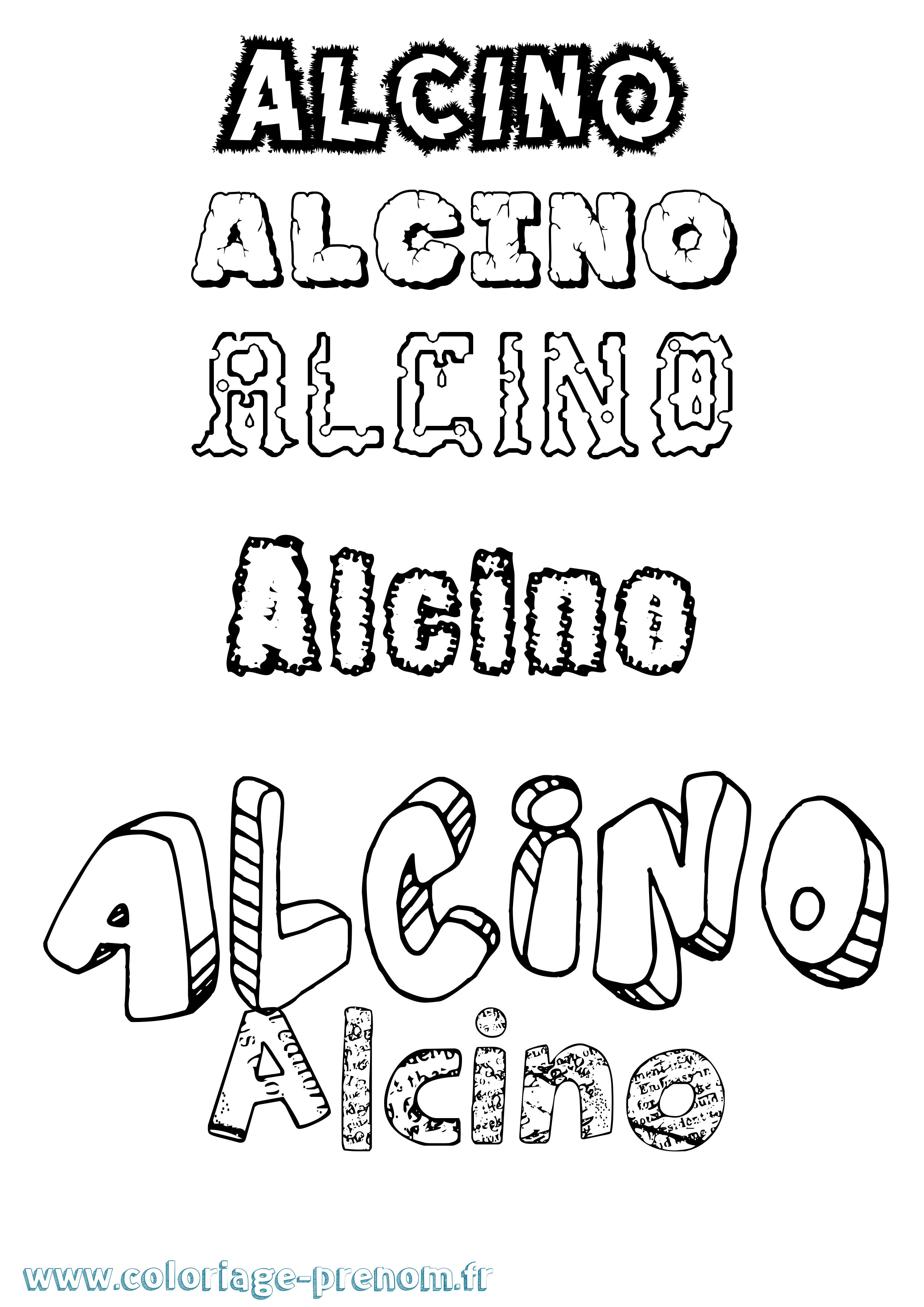 Coloriage Alcino Destructuré Coloriage prénom Alcino Destructuré