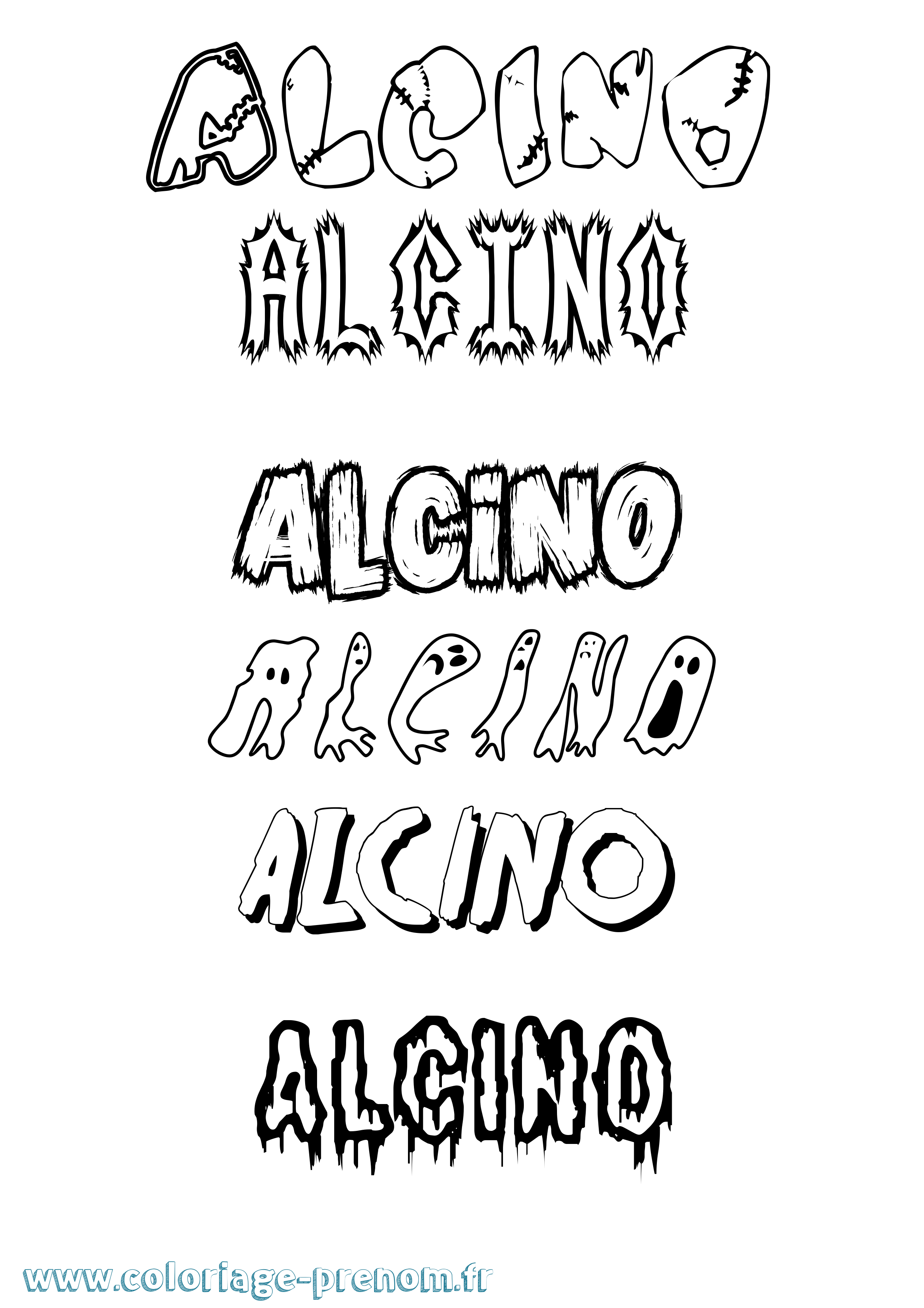 Coloriage Alcino Frisson Coloriage prénom Alcino Frisson