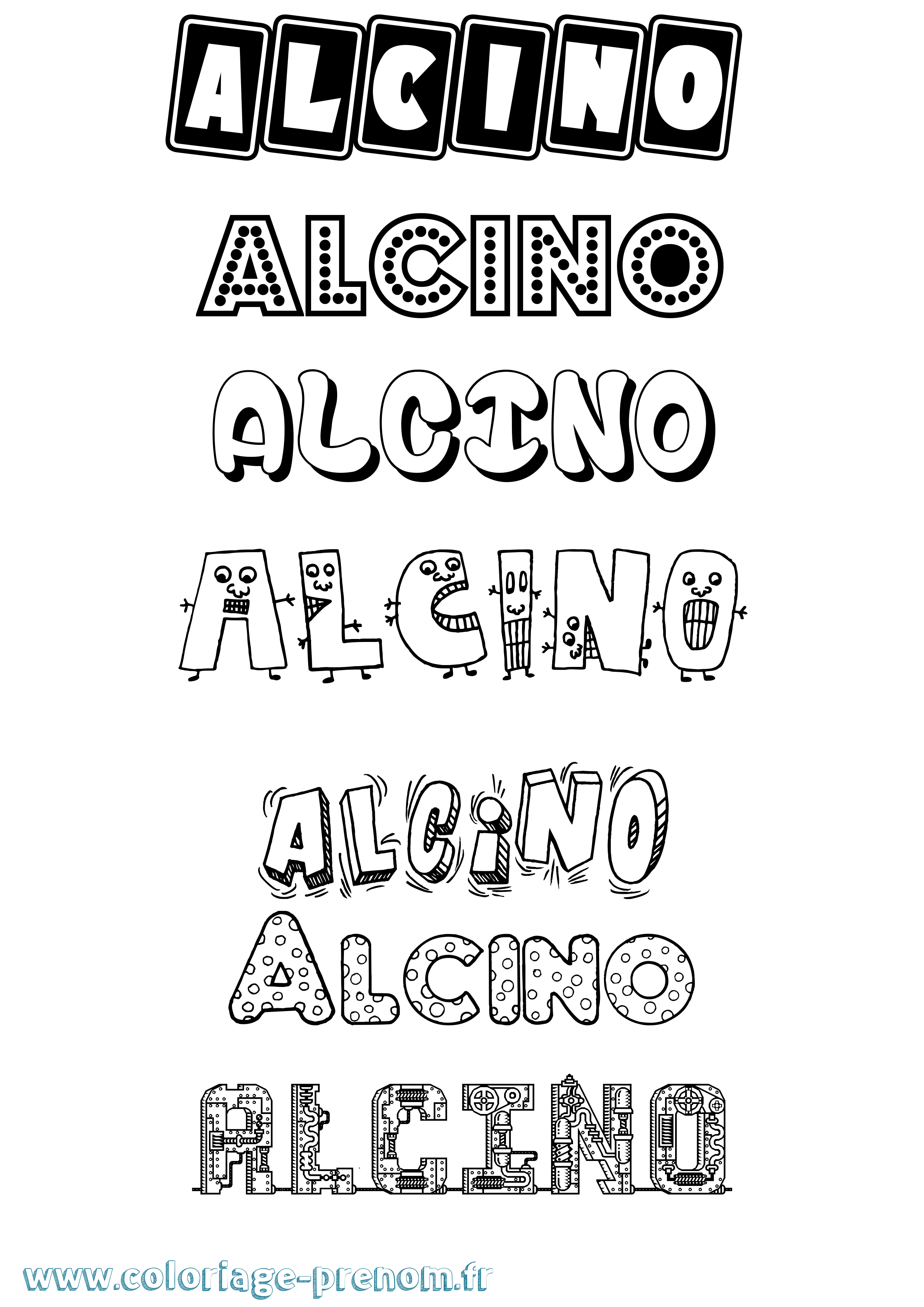 Coloriage Alcino Fun Coloriage prénom Alcino Fun