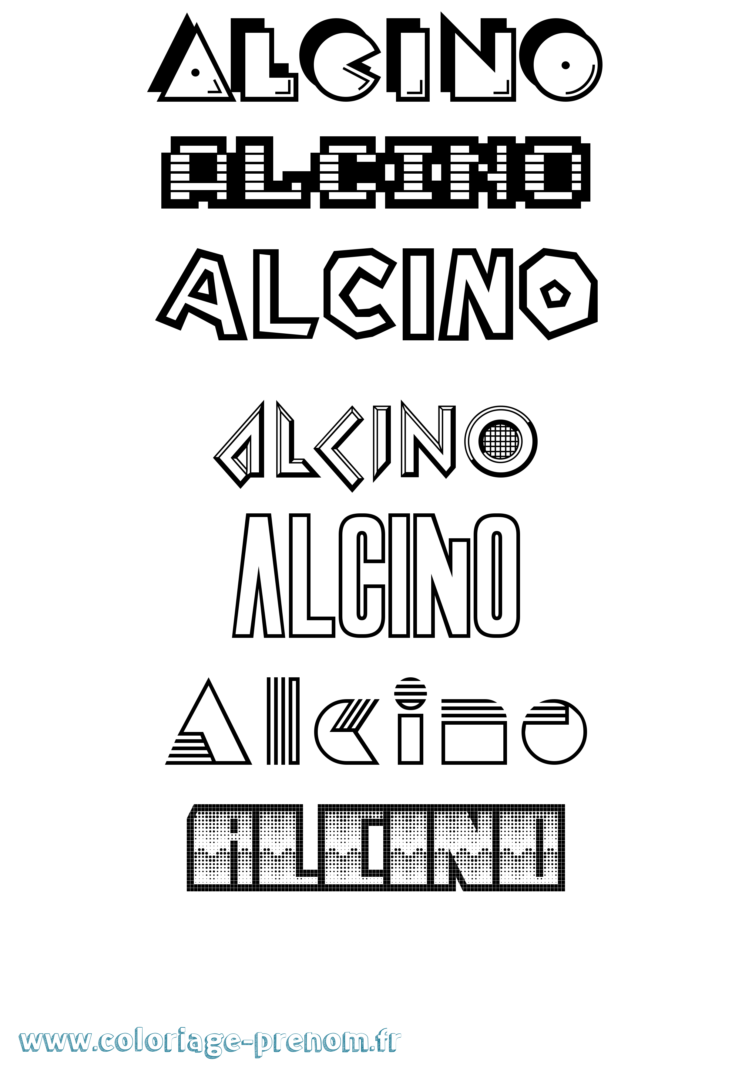 Coloriage prénom Alcino Jeux Vidéos
