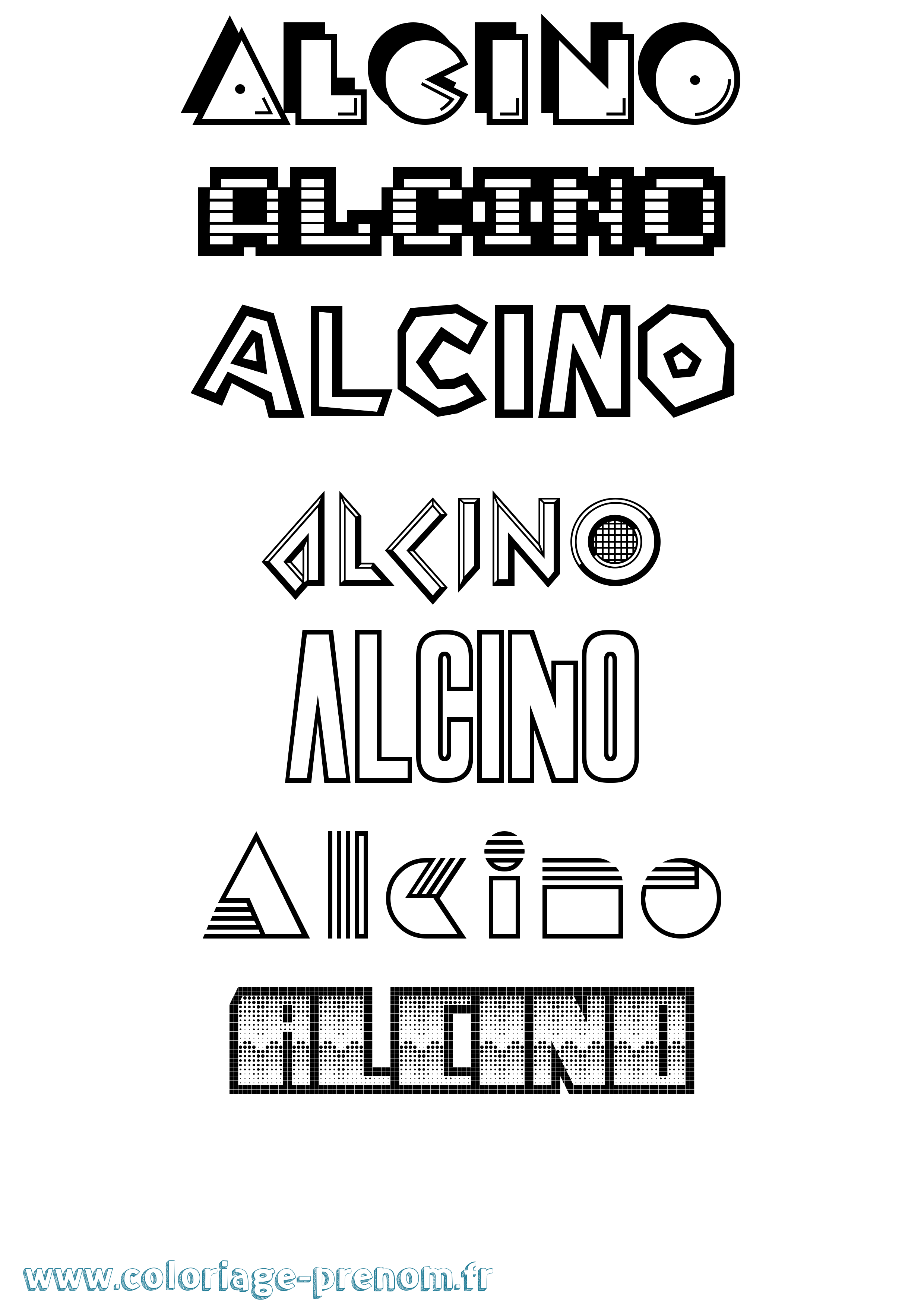 Coloriage Alcino Jeux Vidéos Coloriage prénom Alcino Jeux Vidéos