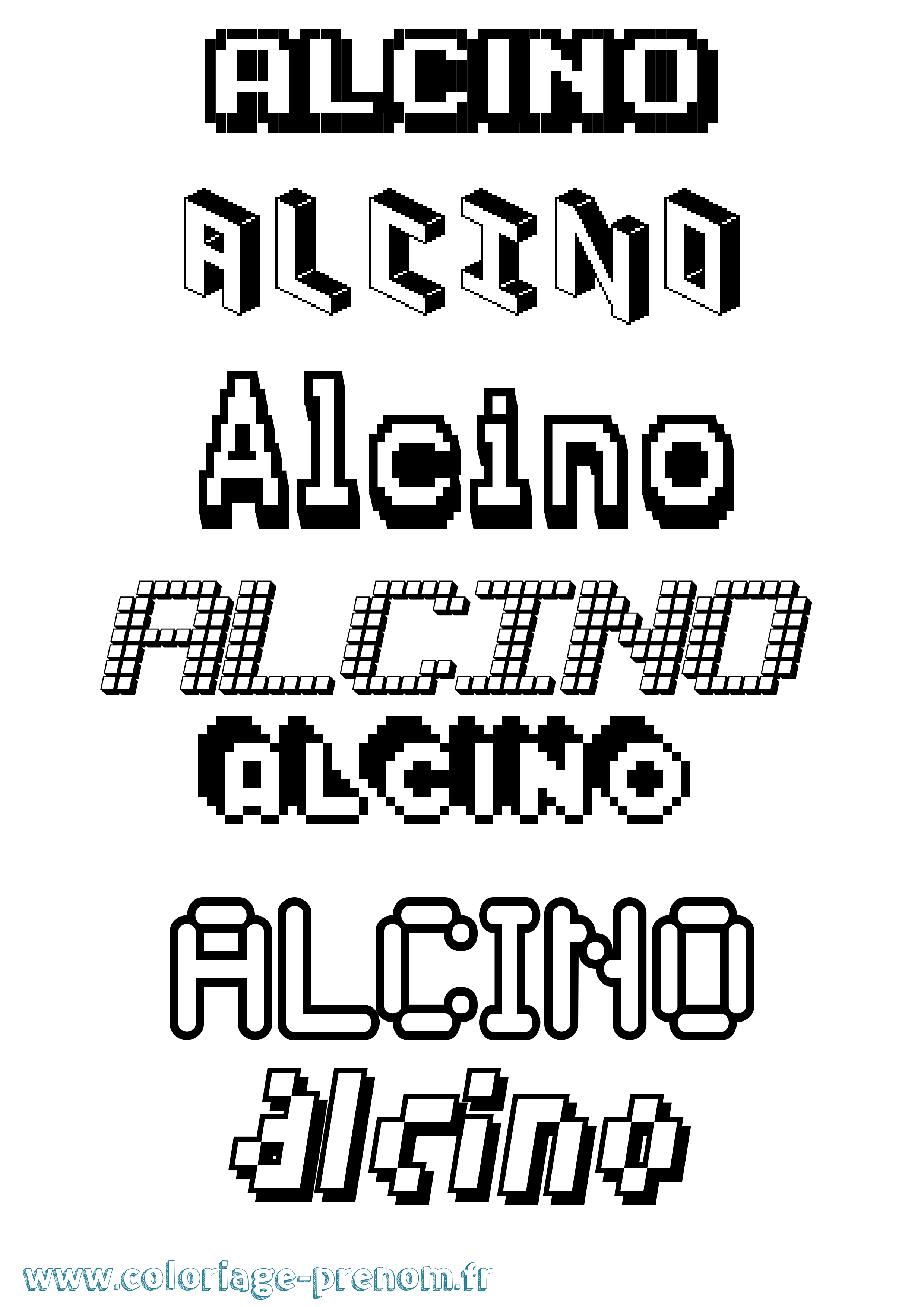 Coloriage Alcino Pixel Coloriage prénom Alcino Pixel