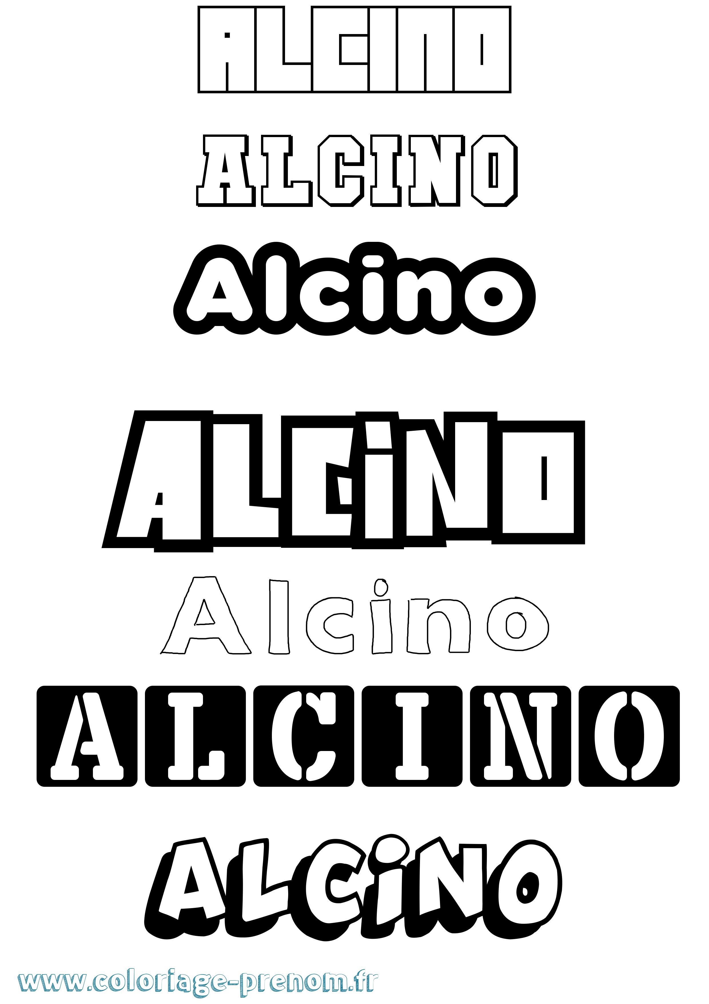 Coloriage prénom Alcino Simple