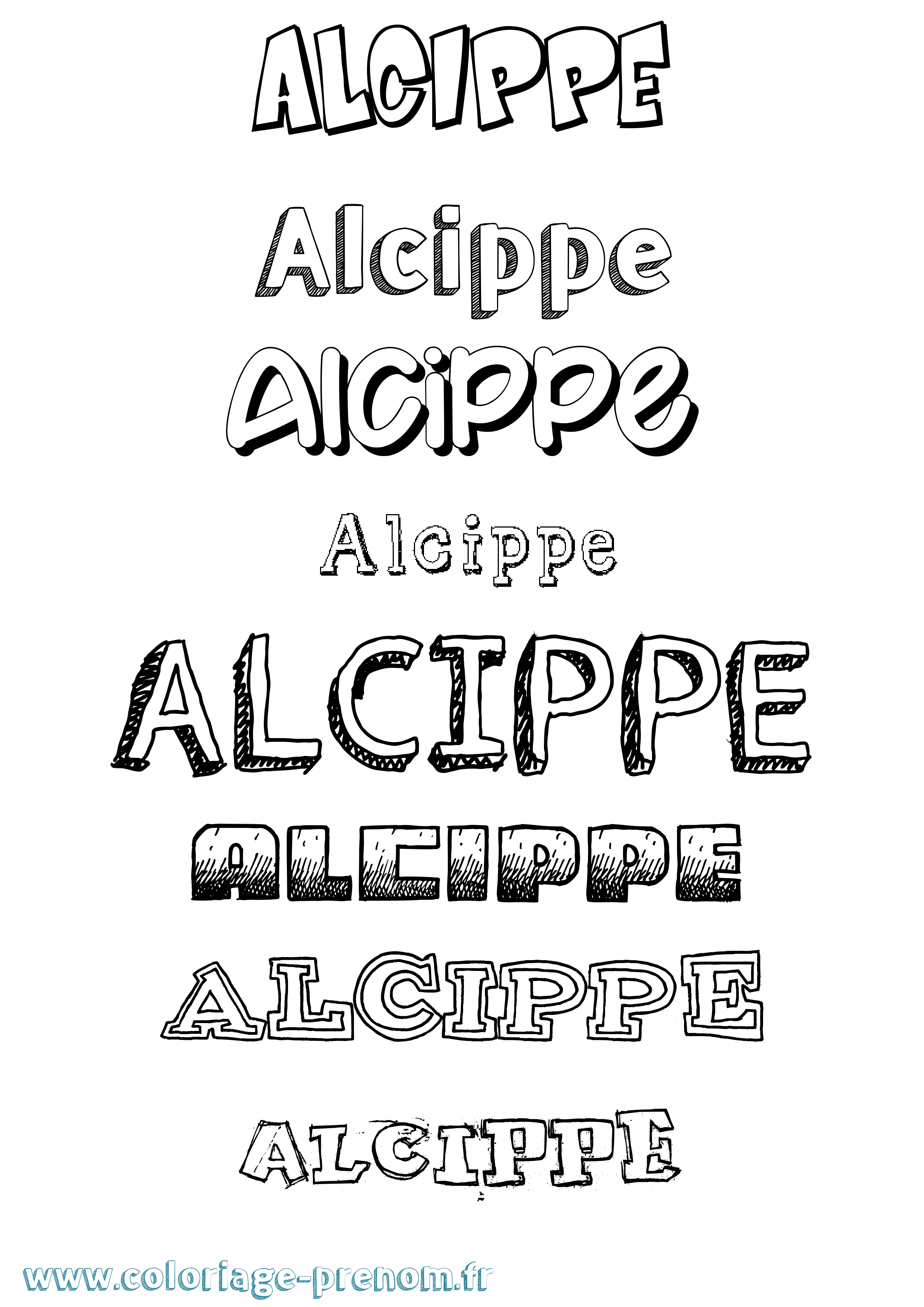 Coloriage prénom Alcippe Dessiné