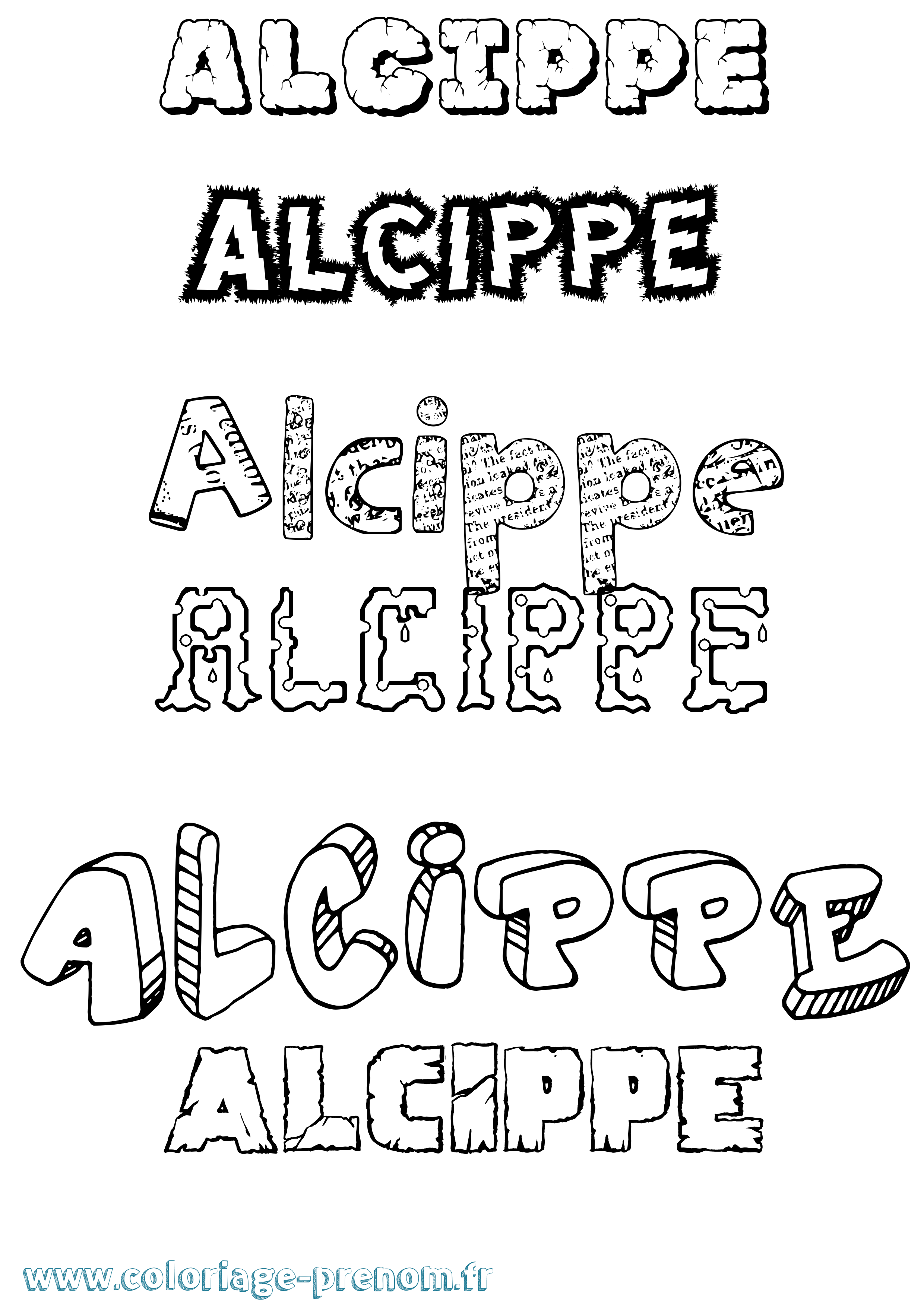 Coloriage Alcippe Destructuré Coloriage prénom Alcippe Destructuré