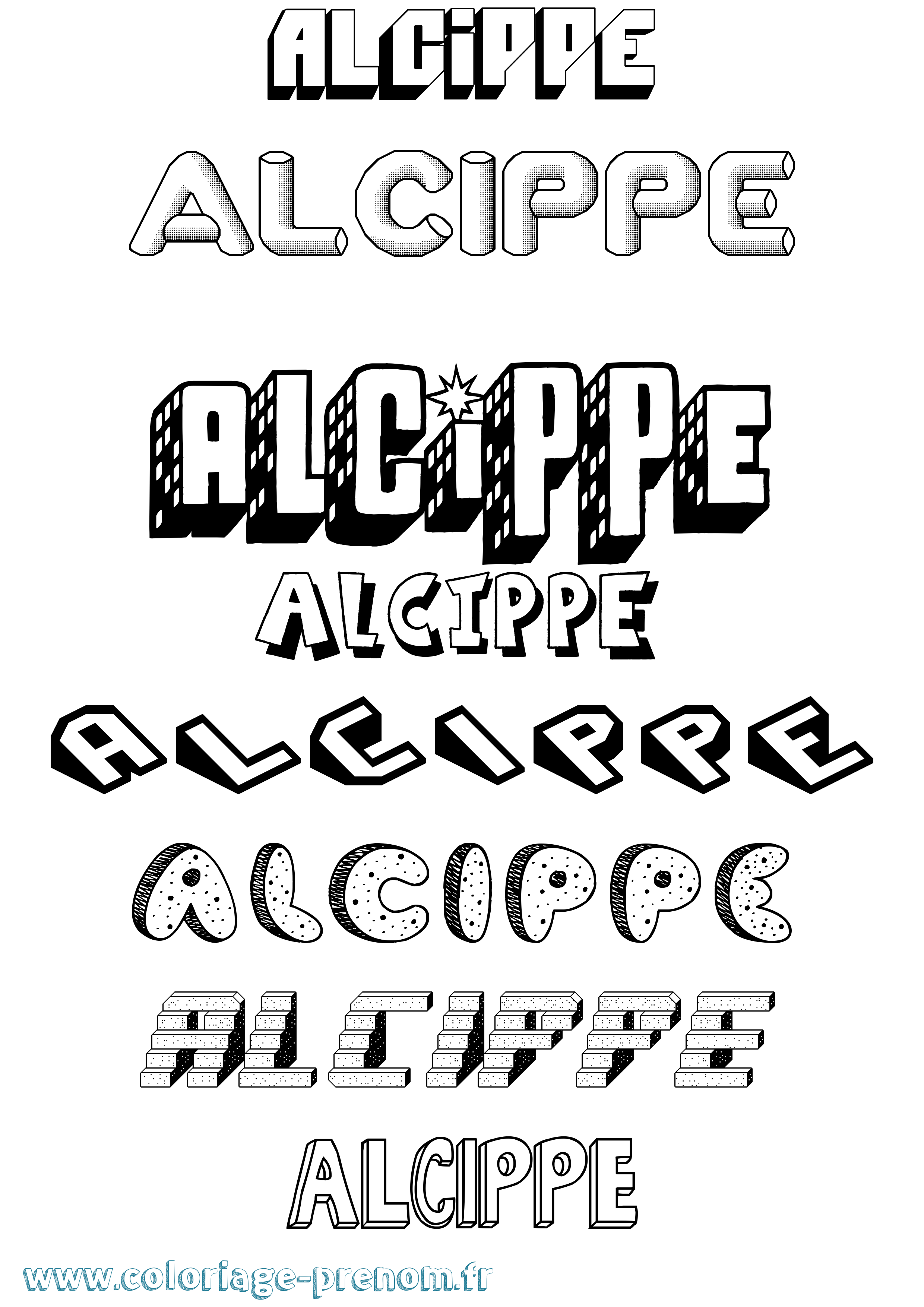 Coloriage prénom Alcippe Effet 3D